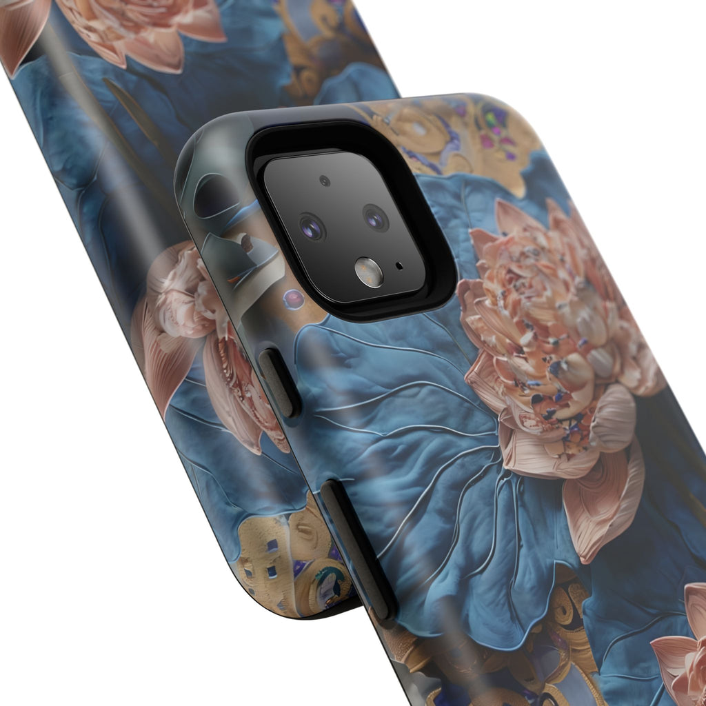 Peony Midnight Tapestry - Google Pixel 4 - Elegant Blue & Blush Artful Phone Cover