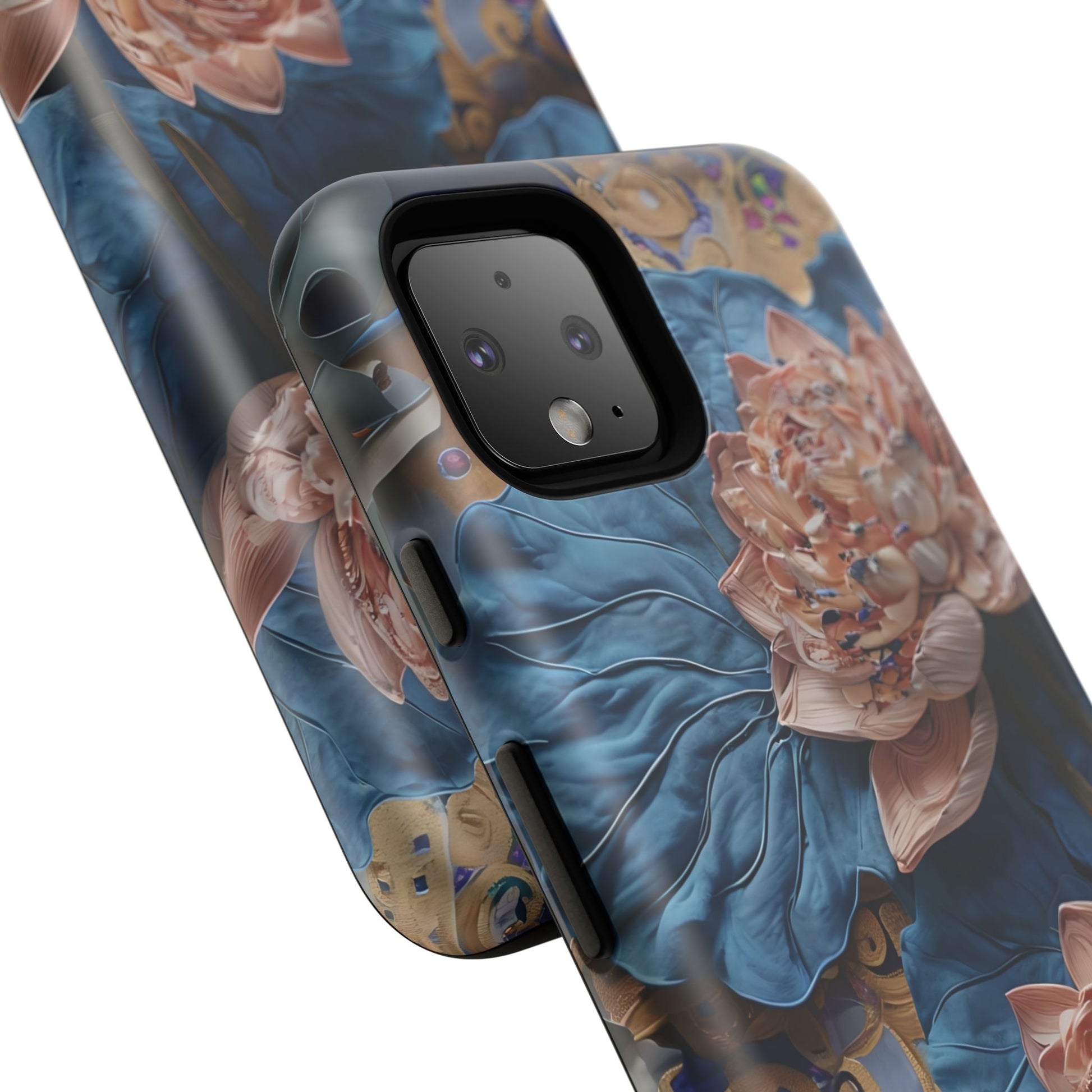 Peony Midnight Tapestry - Google Pixel 4 - Elegant Blue & Blush Artful Phone Cover