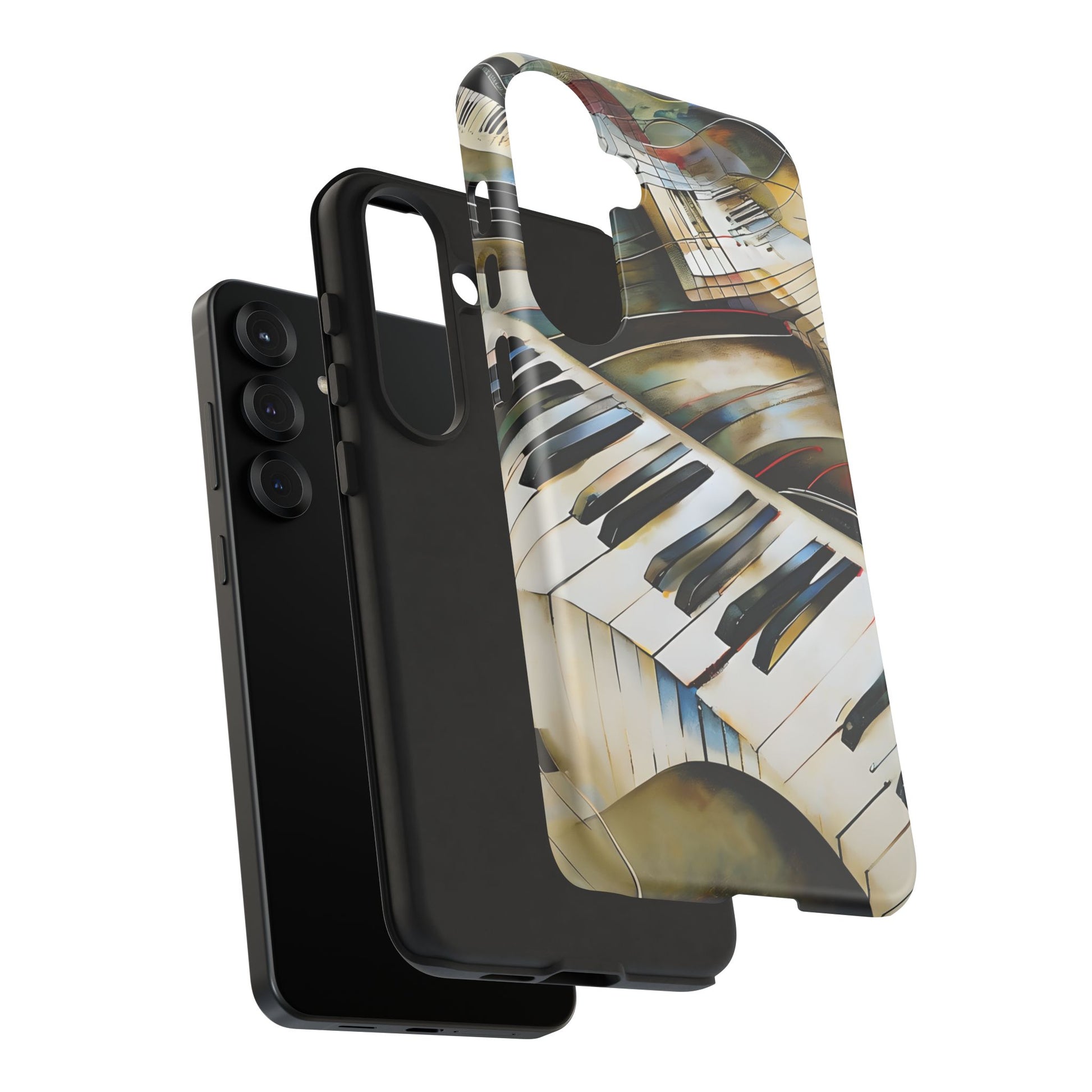 Ivory Cascade Abstract Keyboard Music Tough Case for Samsung Galaxy S25 Plus - Shockproof Phone Cover
