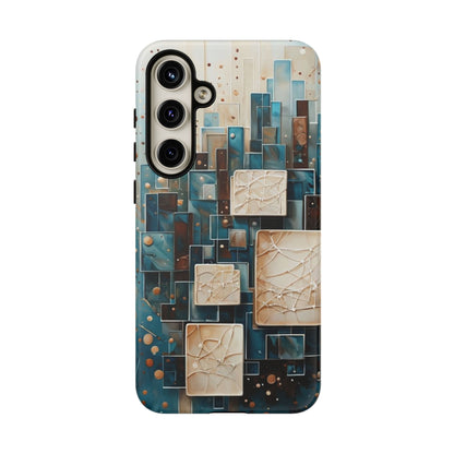 Architectural Drift Samsung Galaxy Case - Modern Geometric Teal & Parchment Design