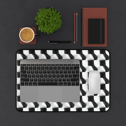 Monochrome Grid Desk Mat - Premium Office Desk Pad, 3 Sizes Available, Artistic Workspace Protection