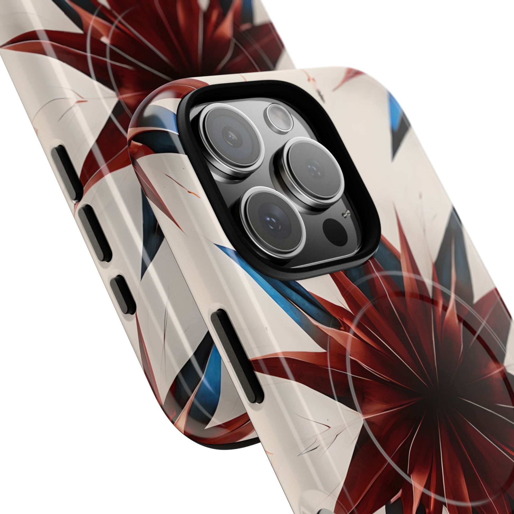 Garnet Starburst - Kaleidoscope Collection Gemstone Floral - iPhone 16 Pro MagSafe Phone Case -Floral Burst Design