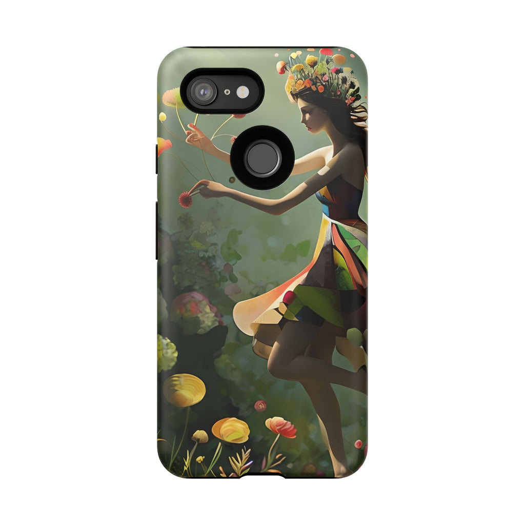Dancing Wildflower Muse Google Pixel 3 Tough Case - Artistic Floral Fantasy Cover - Whimsical Nature-Inspired Protective Accessory
