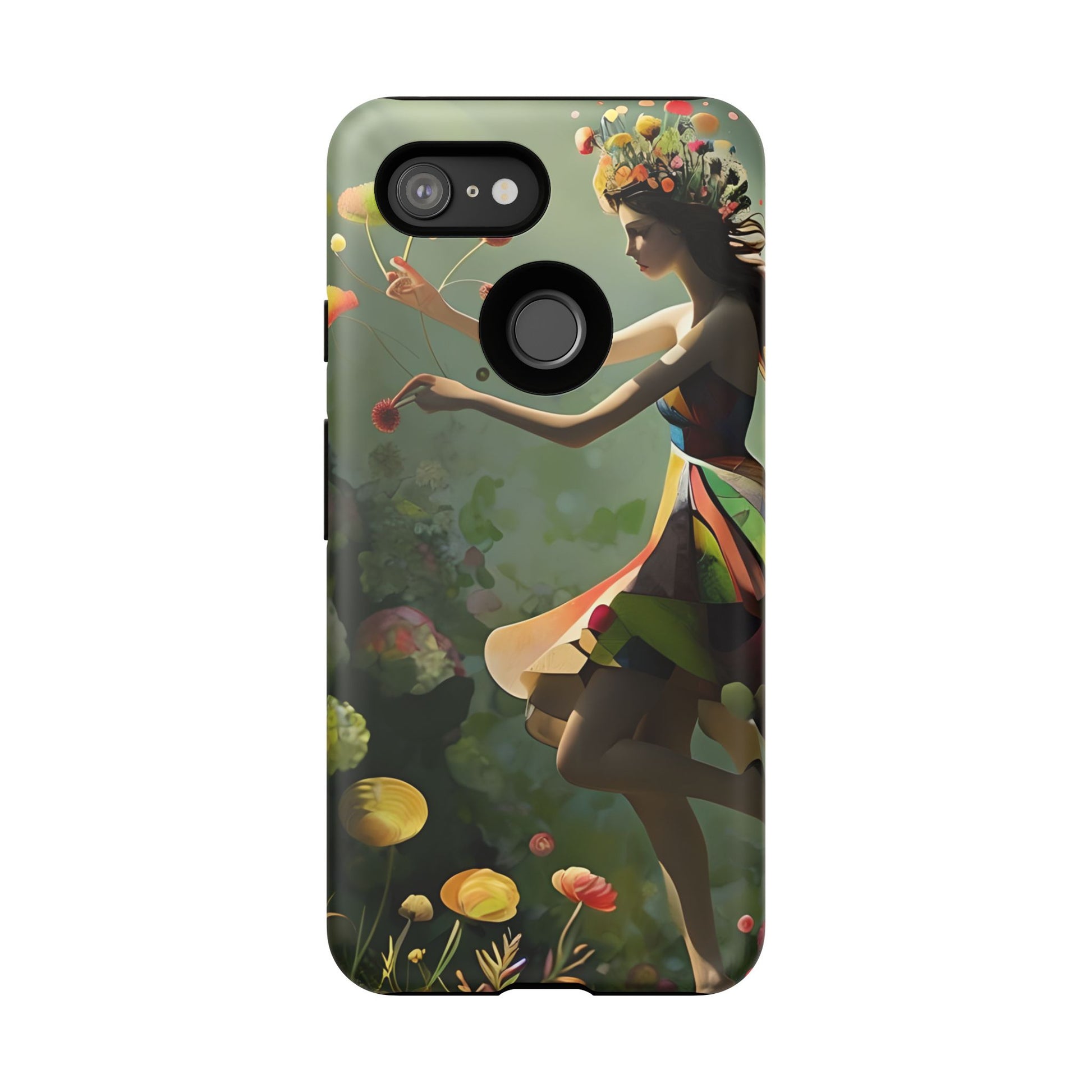 Dancing Wildflower Muse Google Pixel 3 Tough Case - Artistic Floral Fantasy Cover - Whimsical Nature-Inspired Protective Accessory