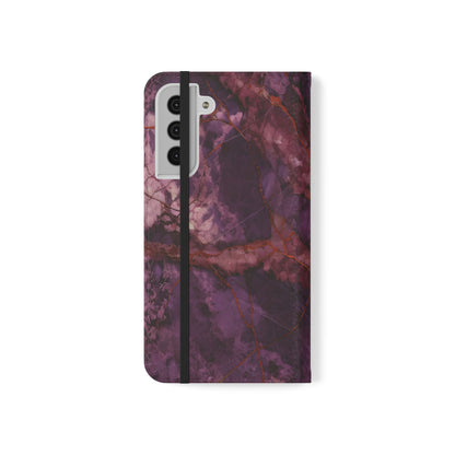 Amethyst Current Wallet Phone Case - Elegant Purple Marble Flip Cover for Samsung Galaxy