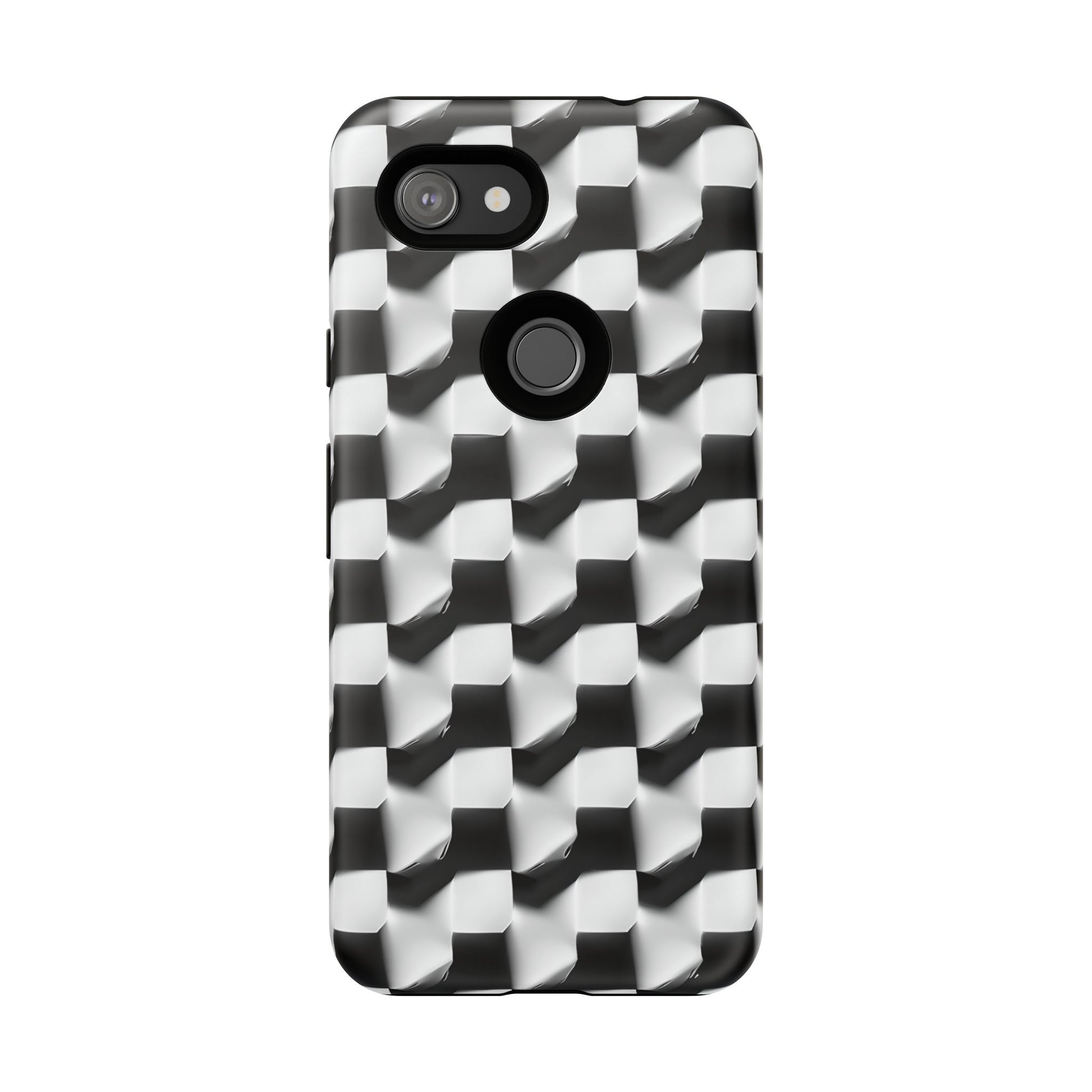 Monochrome Grid Tough Case for Google Pixel 3a - Classic Checkerboard, Black & White, Minimalist Trend