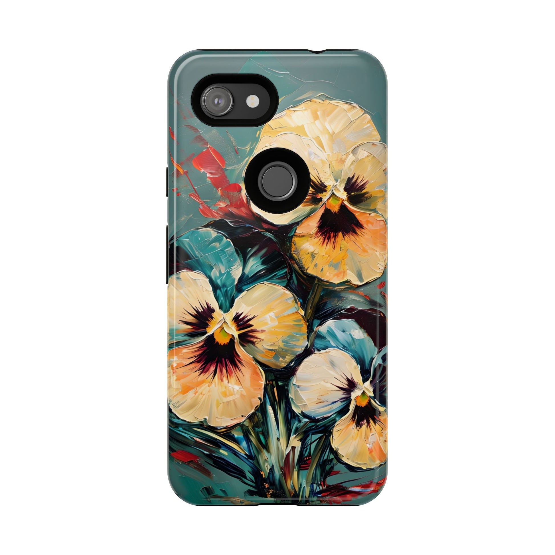 Golden Pansy Cascade Tough Case for Google Pixel 3a - Floral Artistic Shockproof Cover, Elegant Protective Phone Case
