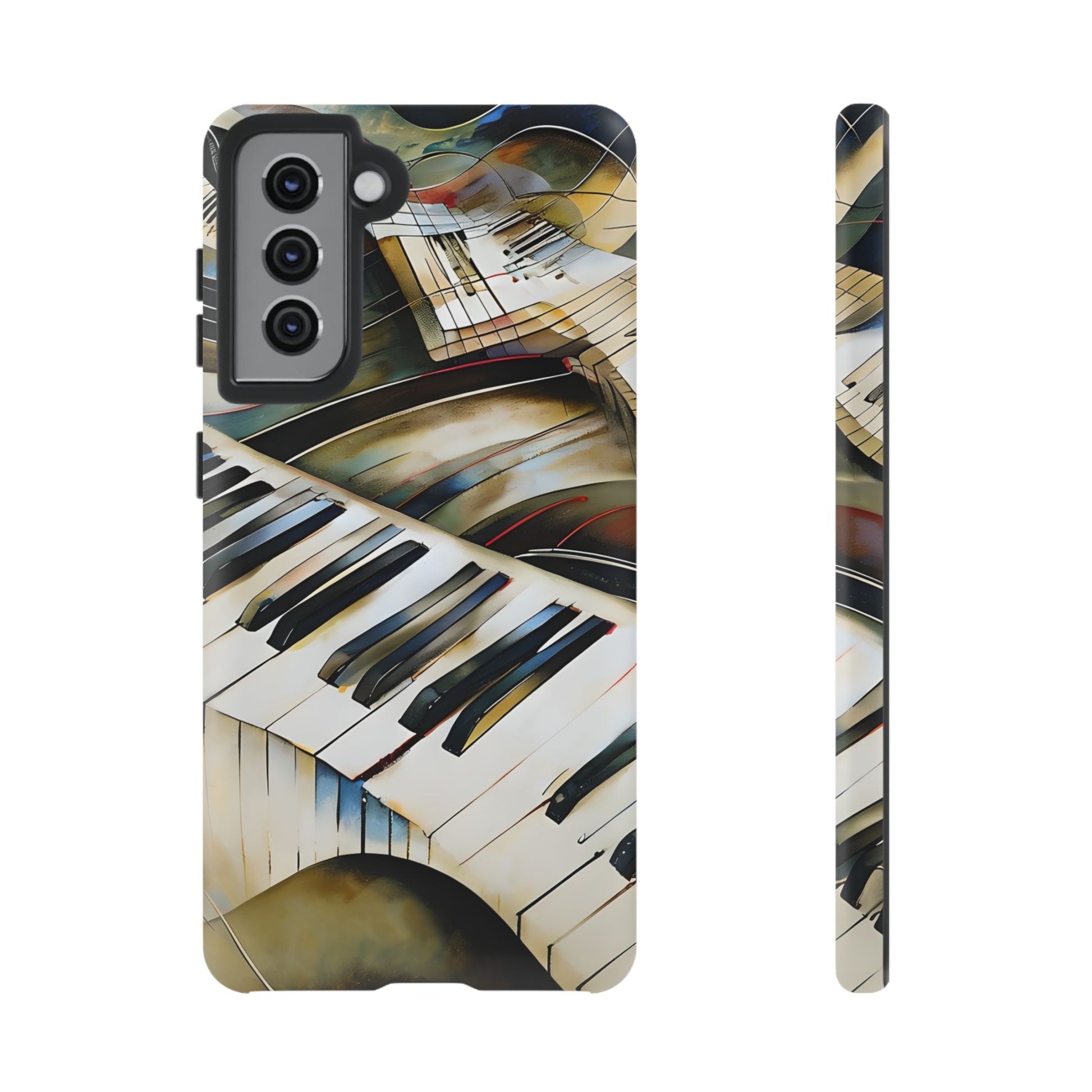 Ivory Cascade Abstract Keyboard Music Tough Case for Samsung Galaxy S21 - Shockproof Phone Cover