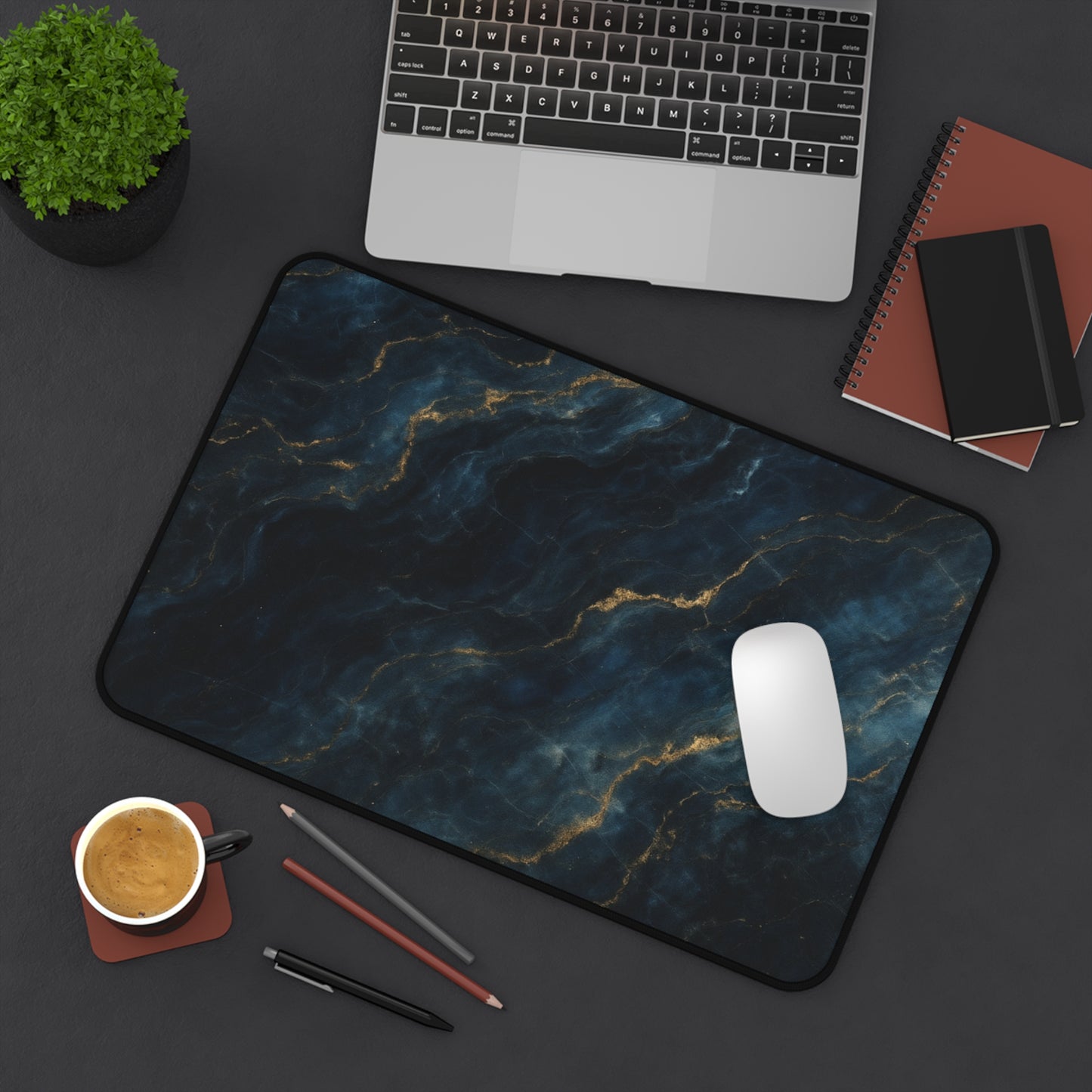 Midnight Marble Desk Mat - Premium Office Desk Pad, 3 Sizes Available, Artistic Workspace Protection