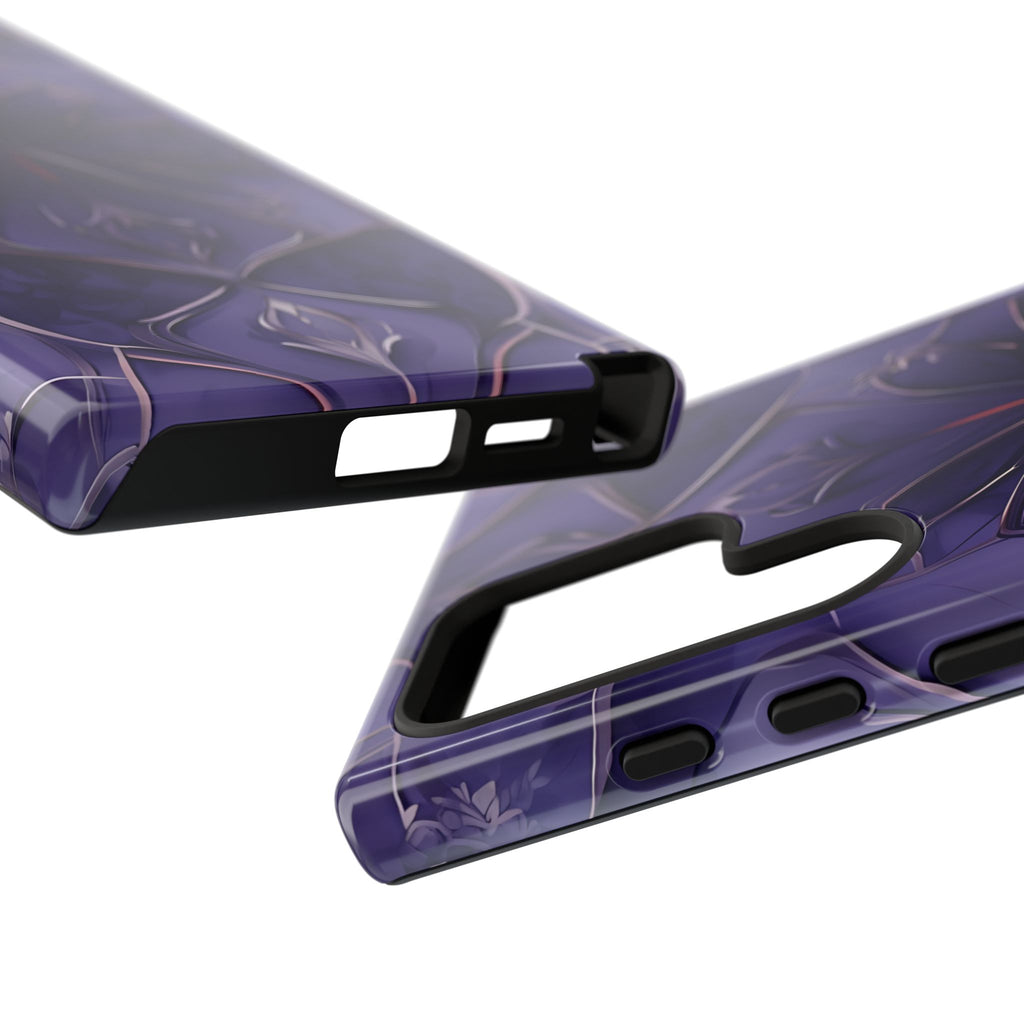 Violet Nebula - Kaleidoscope Collection Artistic Floral Burst - Samsung Galaxy S24 Ultra Tough Phone Case - Bold Purple Symmetrical Design