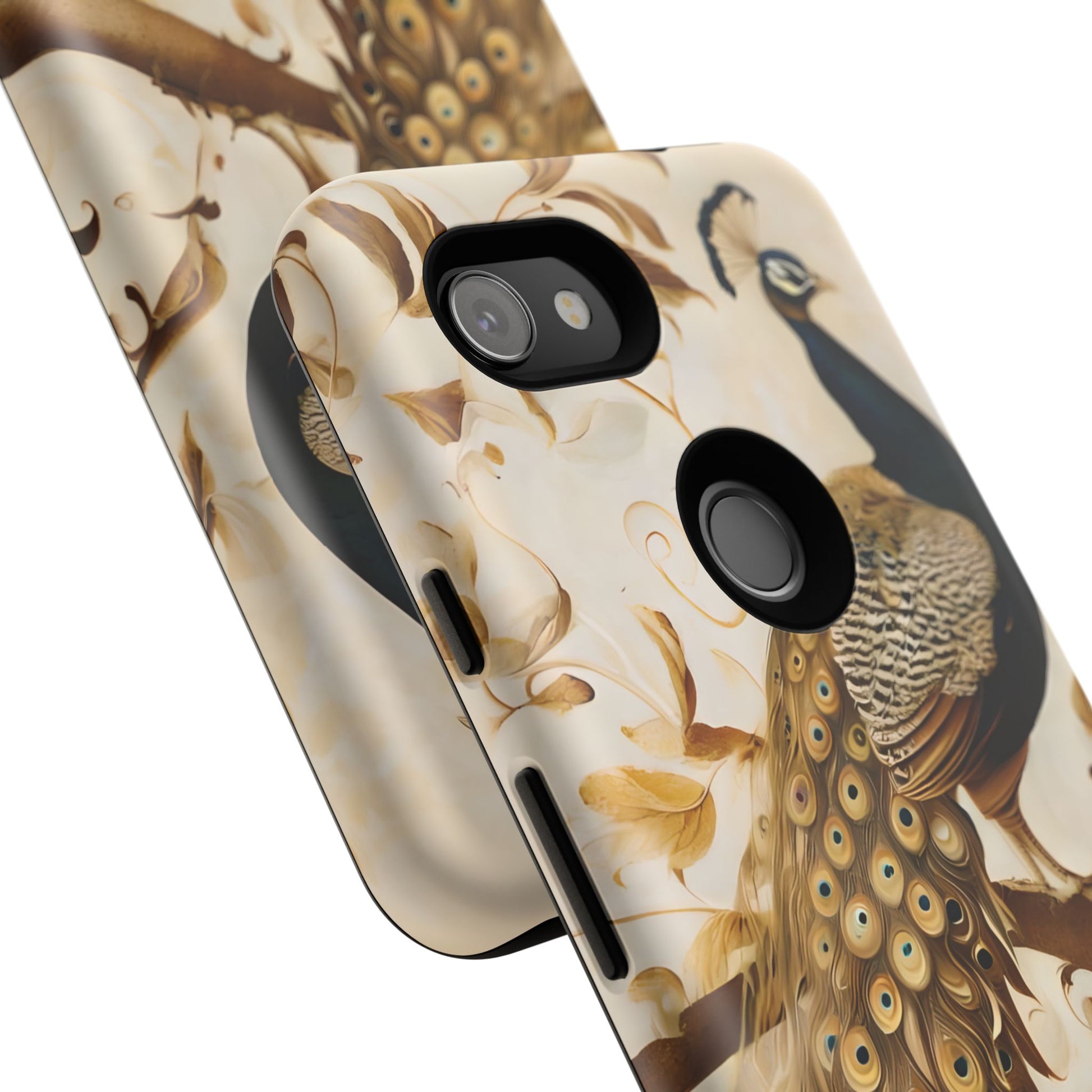 Golden Plumage - Luxe Peacock Art Google Pixel 3a Phone Case - Elegant Gold & Cream Design