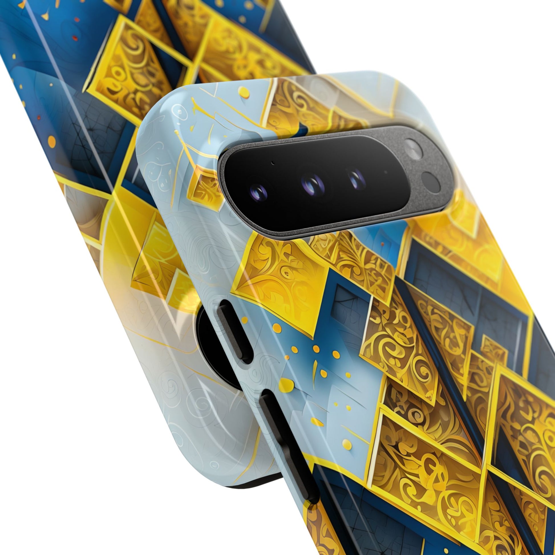 Golden Ascent Luxe Geometric Google Pixel 9 Pro XL Tough Case - Elegant Abstract Gold Design