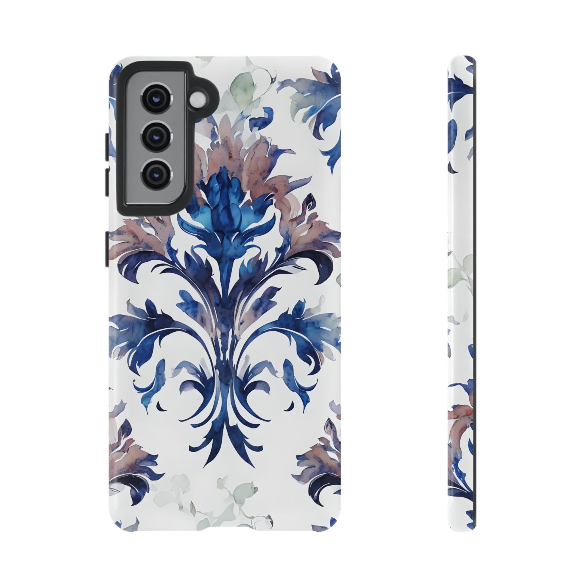 Delft Reverie - Elegant Blue & White Samsung S21 Tough Phone Case - Dutch Delftware-Inspired Floral Design