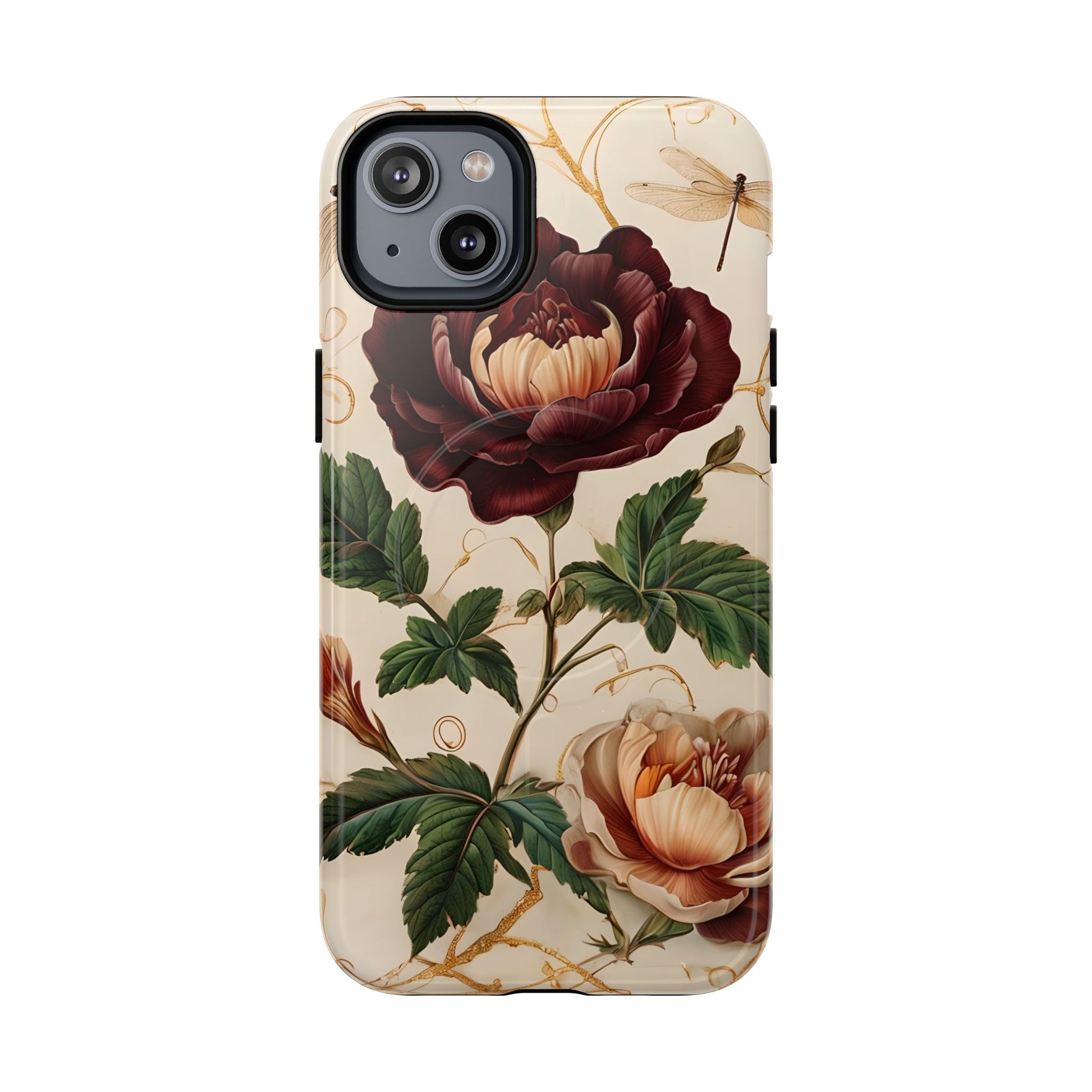 Vintage Burgundy Rose - Elegant Floral iPhone 14 Plus Phone Case - Classic Painterly Rose Design