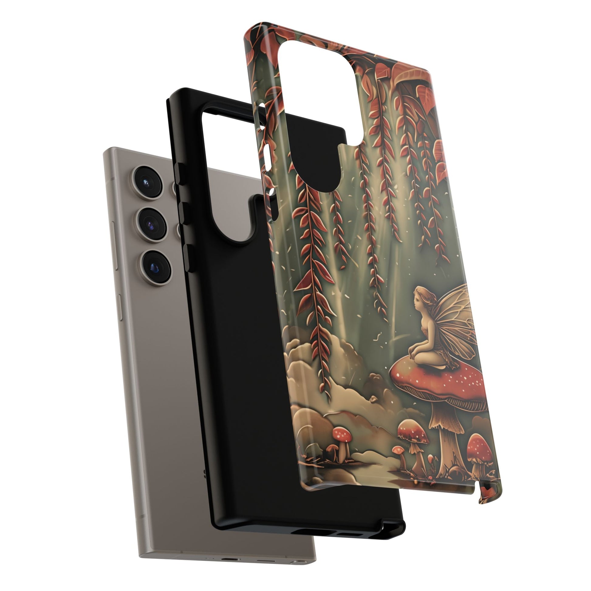 Willow Whisper - Tranquil Nature Art Samsung Galaxy S24 Ultra Tough Phone Case - Serene Willow Tree & Meditative Figure Design