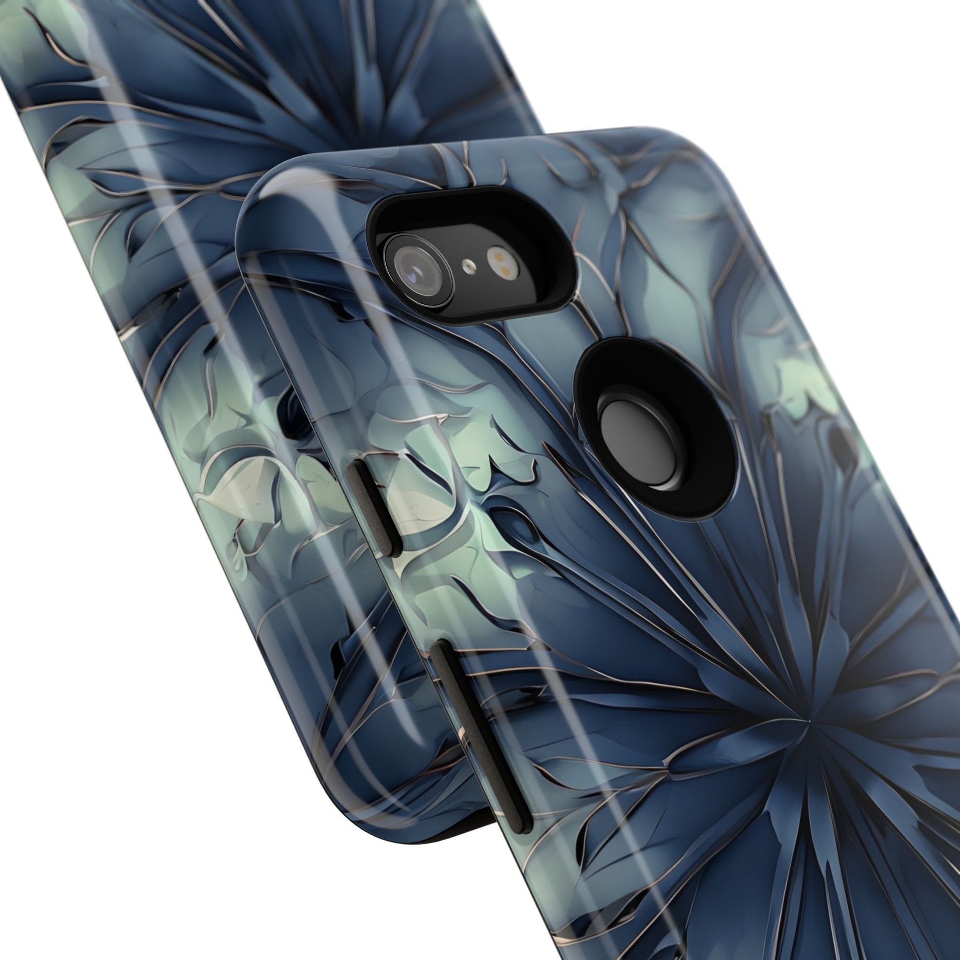 Indigo Mosaic - Artistic Kaleidoscope Collection Artistic Floral - Google Pixel 3 Tough Phone Case - Bold Blue Symmetrical Design