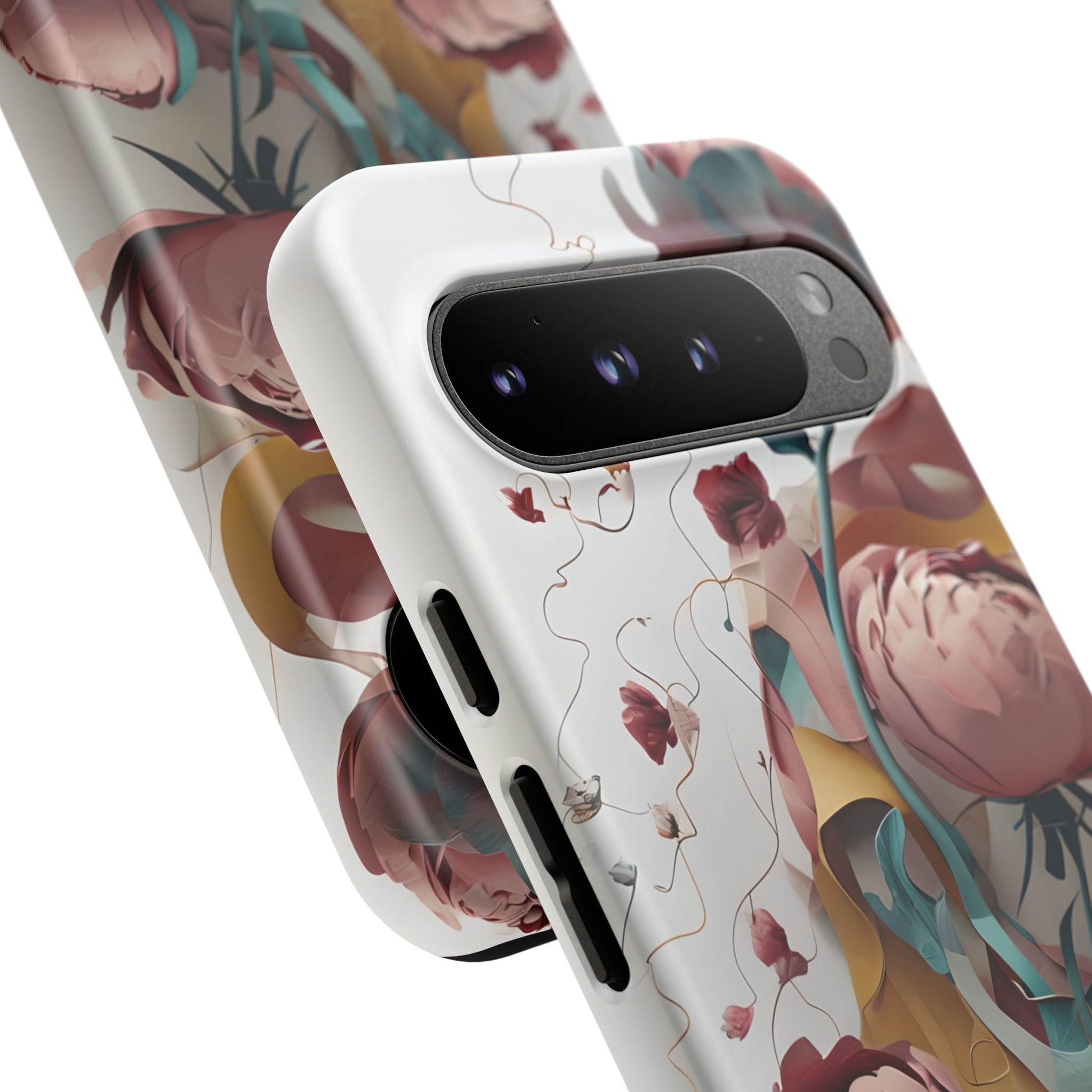 Blushing Peony Veil - Elegant Painterly Floral Google Pixel 9 Pro XL Tough Phone Case - Soft Blush & Teal Peony Design