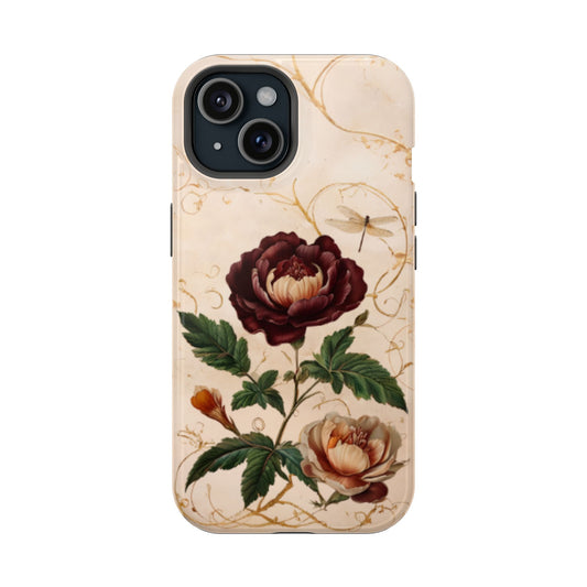 Vintage Burgundy Rose iPhone MagSafe Case