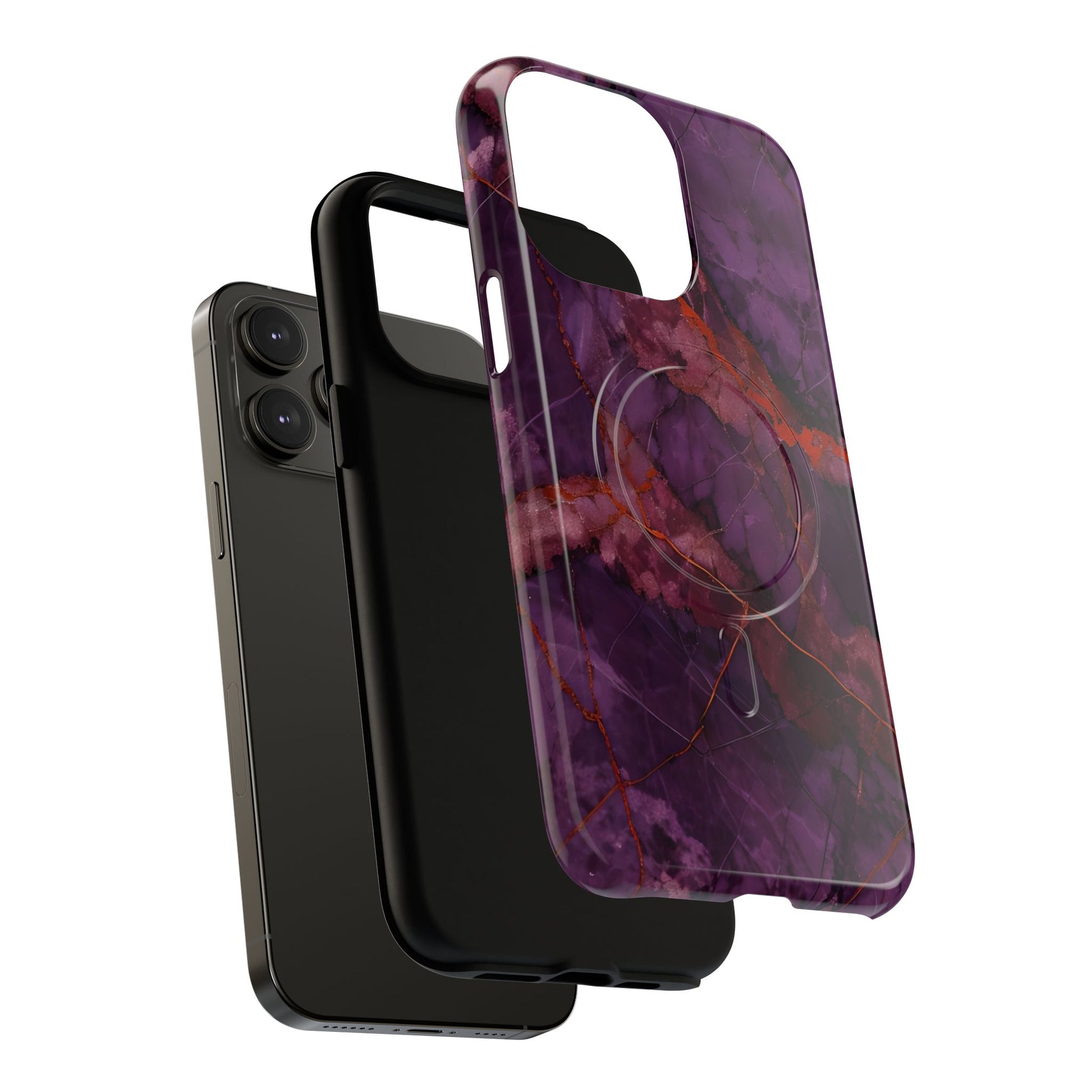 Amethyst Current - Kaleidoscope Collection Artistic Floral Burst - iPhone 14 Pro Max MagSafe Phone Case - Bold Purple Symmetrical Design
