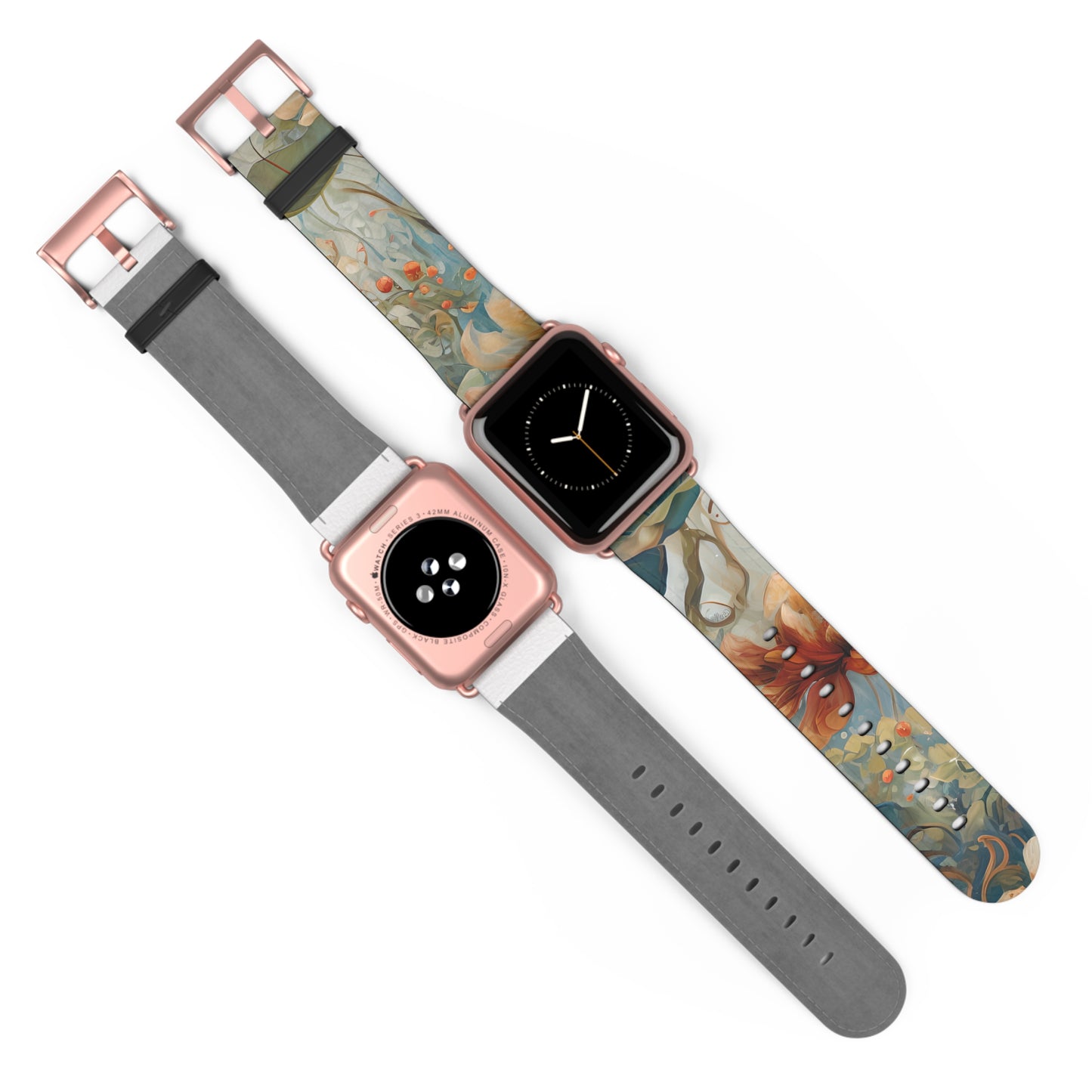 Waterlily Dreamscape Designer Apple Watch Band - Premium Custom Strap for Series 1-9, SE & Ultra - Artistic Vegan Leather