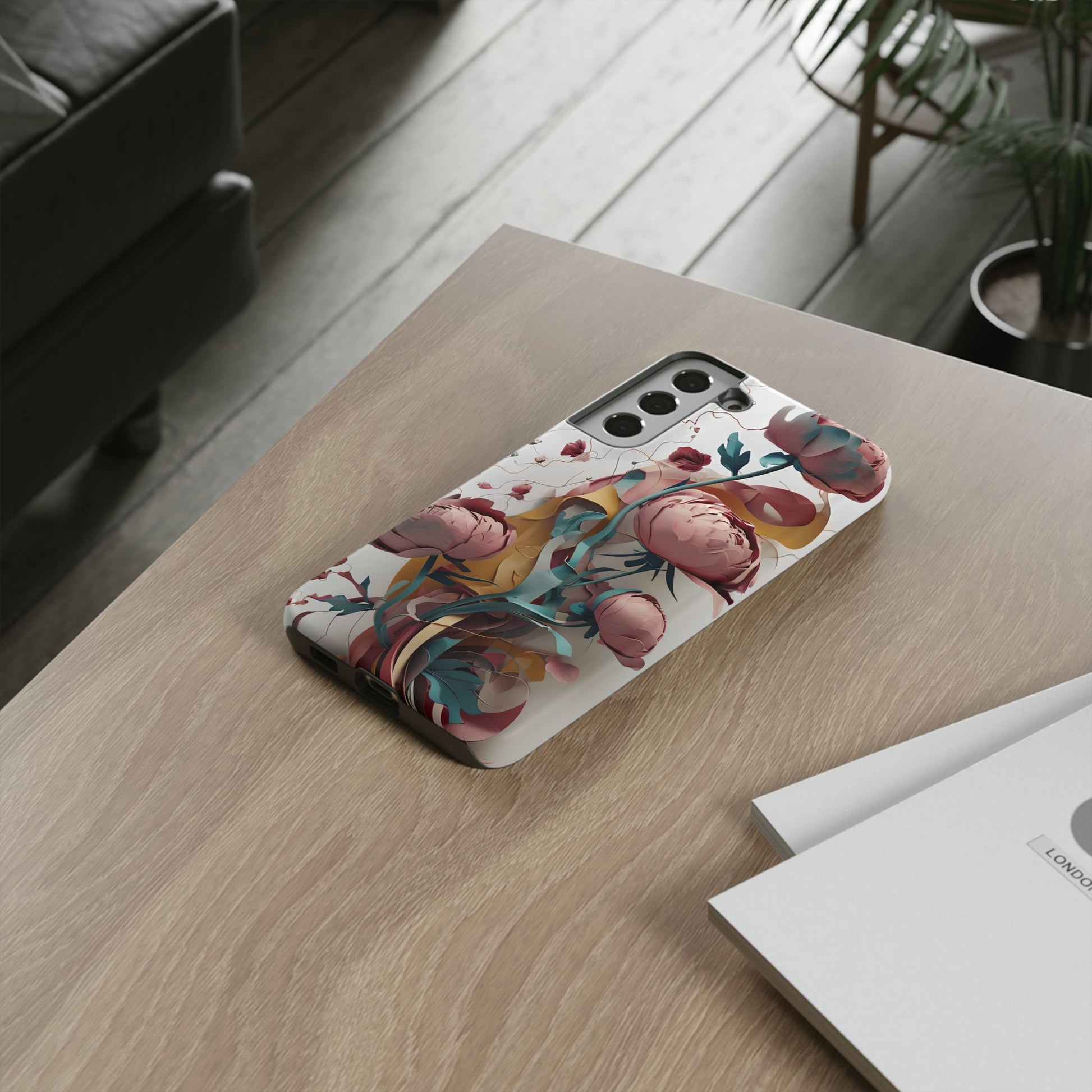 Blushing Peony Veil - Elegant Painterly Floral Samsung Galaxy S22 Plus Tough Phone Case - Soft Blush & Teal Peony Design