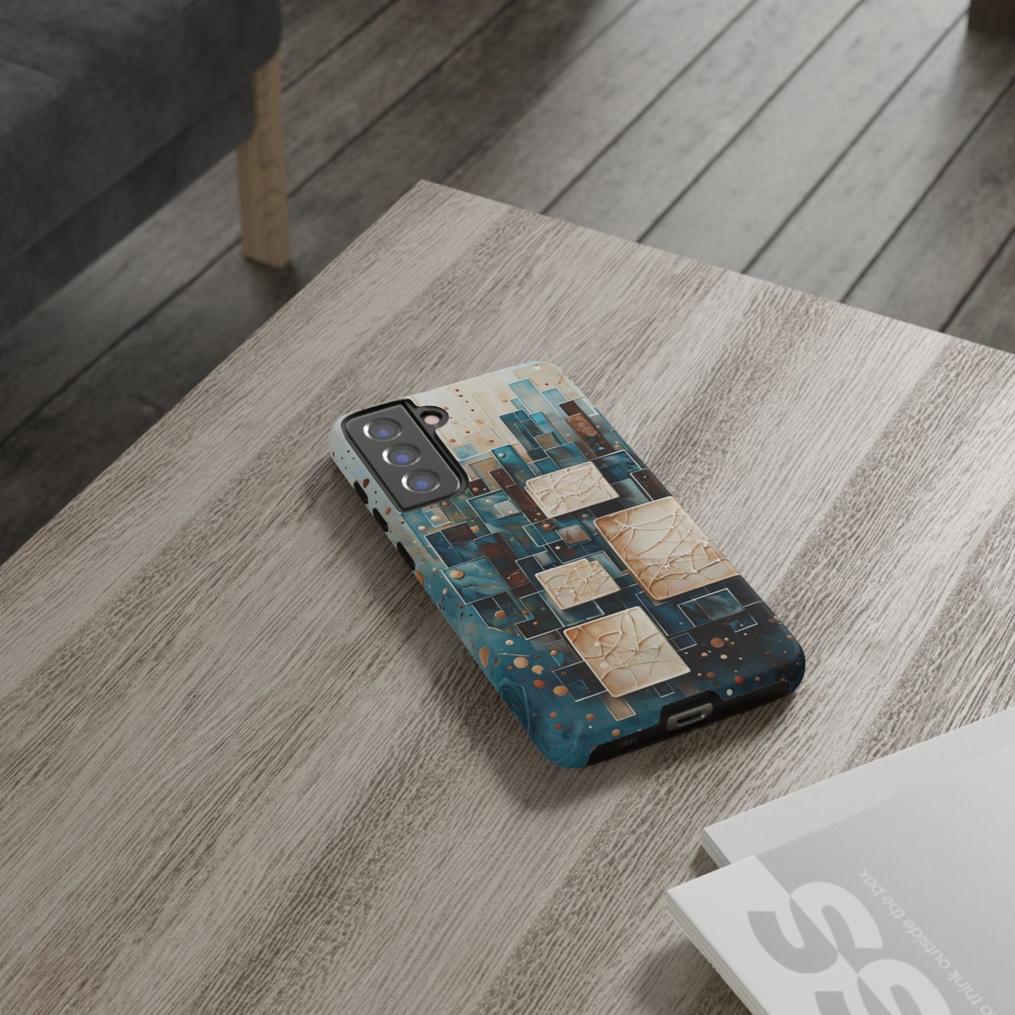 Architectural Drift Samsung Galaxy Case - Modern Geometric Teal & Parchment Design