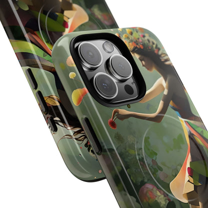 Dancing Wildflower Muse iPhone - Artistic Floral Fantasy Cover - MagSafe Compatible - Whimsical Nature-Inspired Protective Accessory