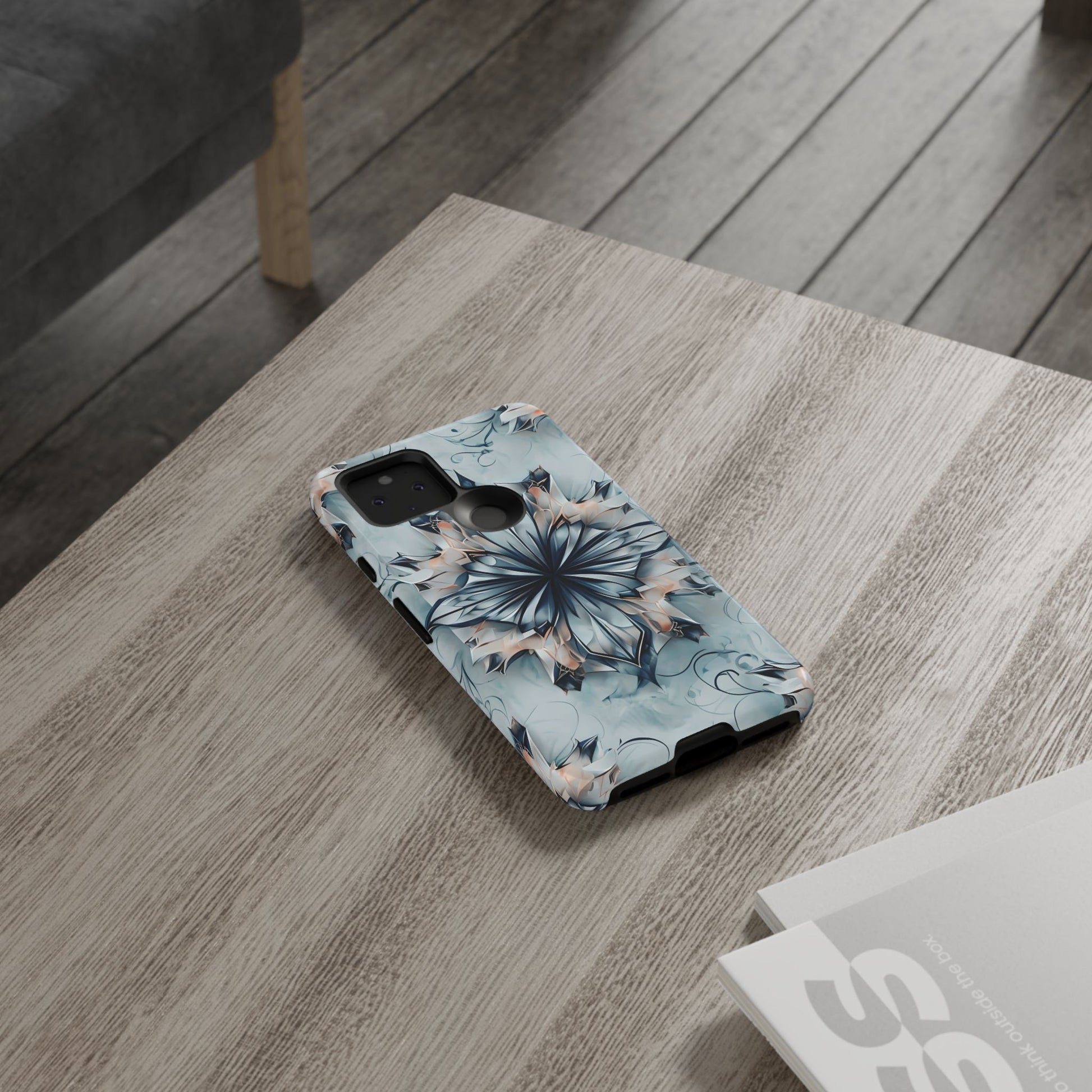 Indigo Mirage - Artistic Kaleidoscope Collection Artistic Floral - Google Pixel 5 5G Tough Phone Case - Bold Indigo Symmetrical Design