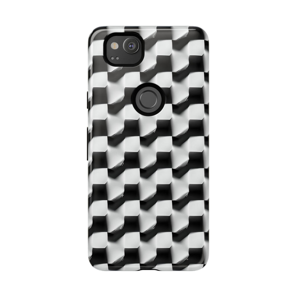 Monochrome Grid Tough Case for Google Pixel 2 - Classic Checkerboard, Black & White, Minimalist Trend