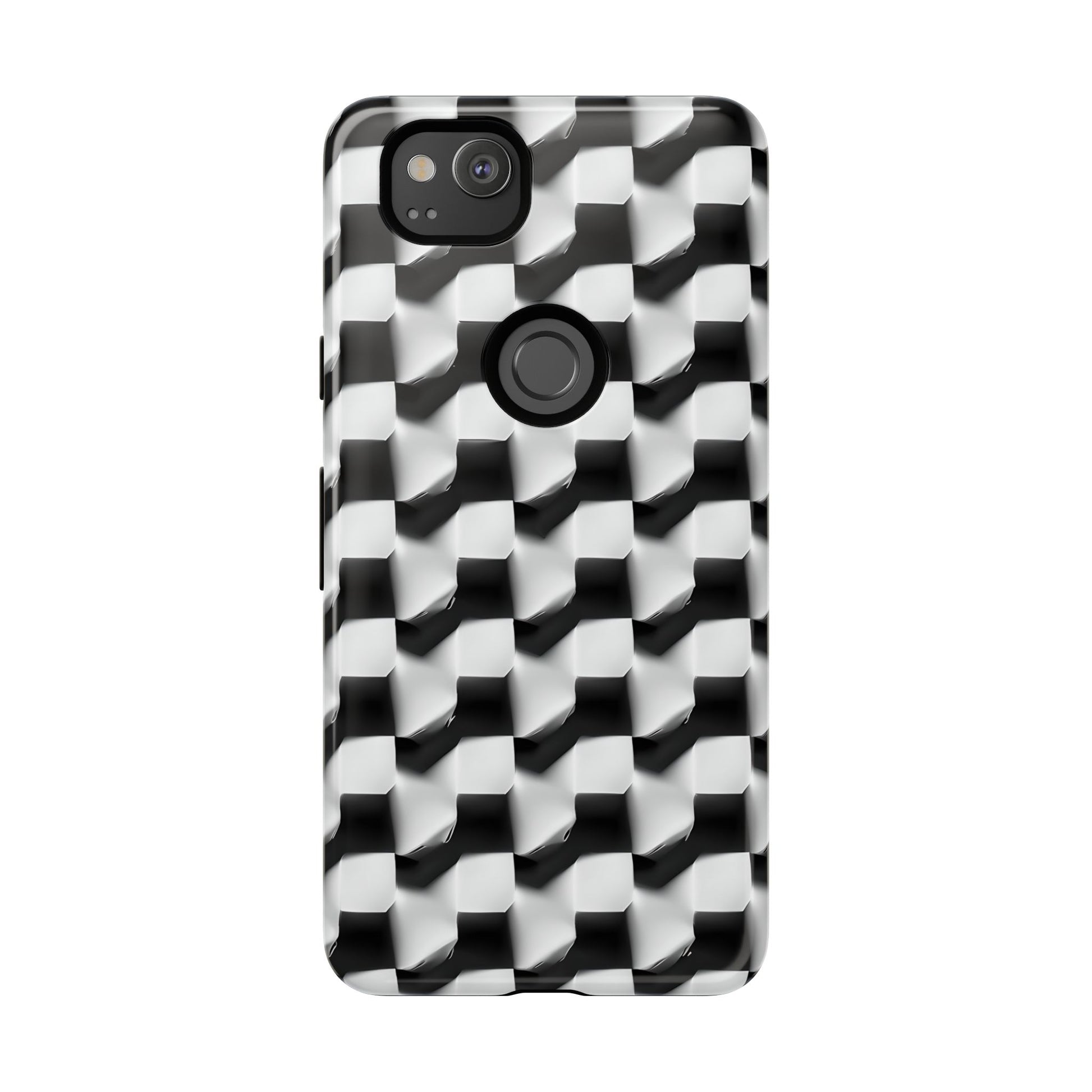 Monochrome Grid Tough Case for Google Pixel 2 - Classic Checkerboard, Black & White, Minimalist Trend