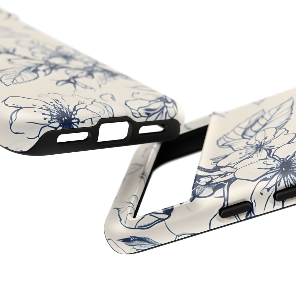 Blossom Sketch - Artistic Blue Floral Google Pixel 8 - Tough Phone Case - Hand-Drawn Botanical Design