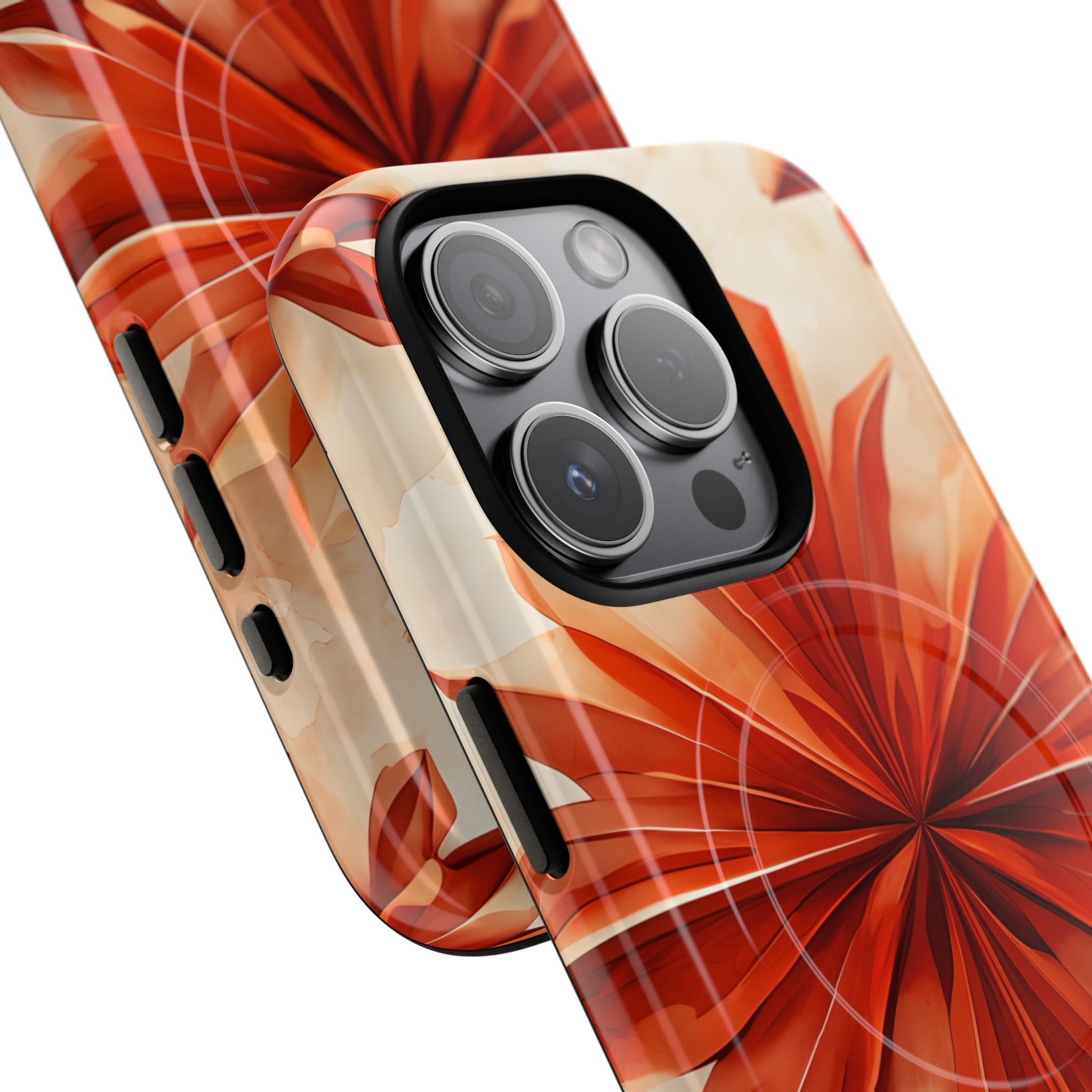 Sunset Fleur iPhone 15 Pro - Kaleidoscope Collection of MagSafe Compatible - Vibrant Sunset Flower Design