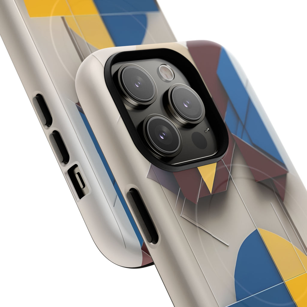 Chromatic Construct iPhone 14 Pro MagSafe Phone Case -Modern Geometrical Design, Primary Colors