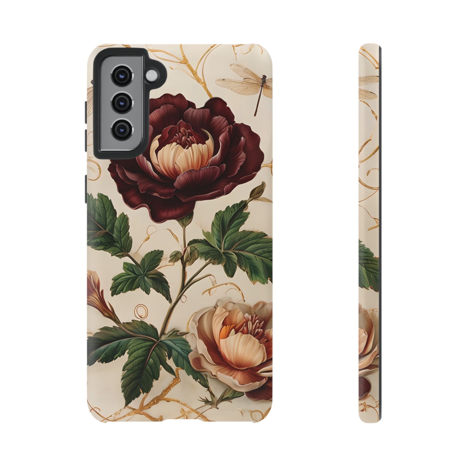 Vintage Burgundy Rose - Elegant Floral Samsung Galaxy S21 Plus Phone Case - Classic Painterly Rose Design