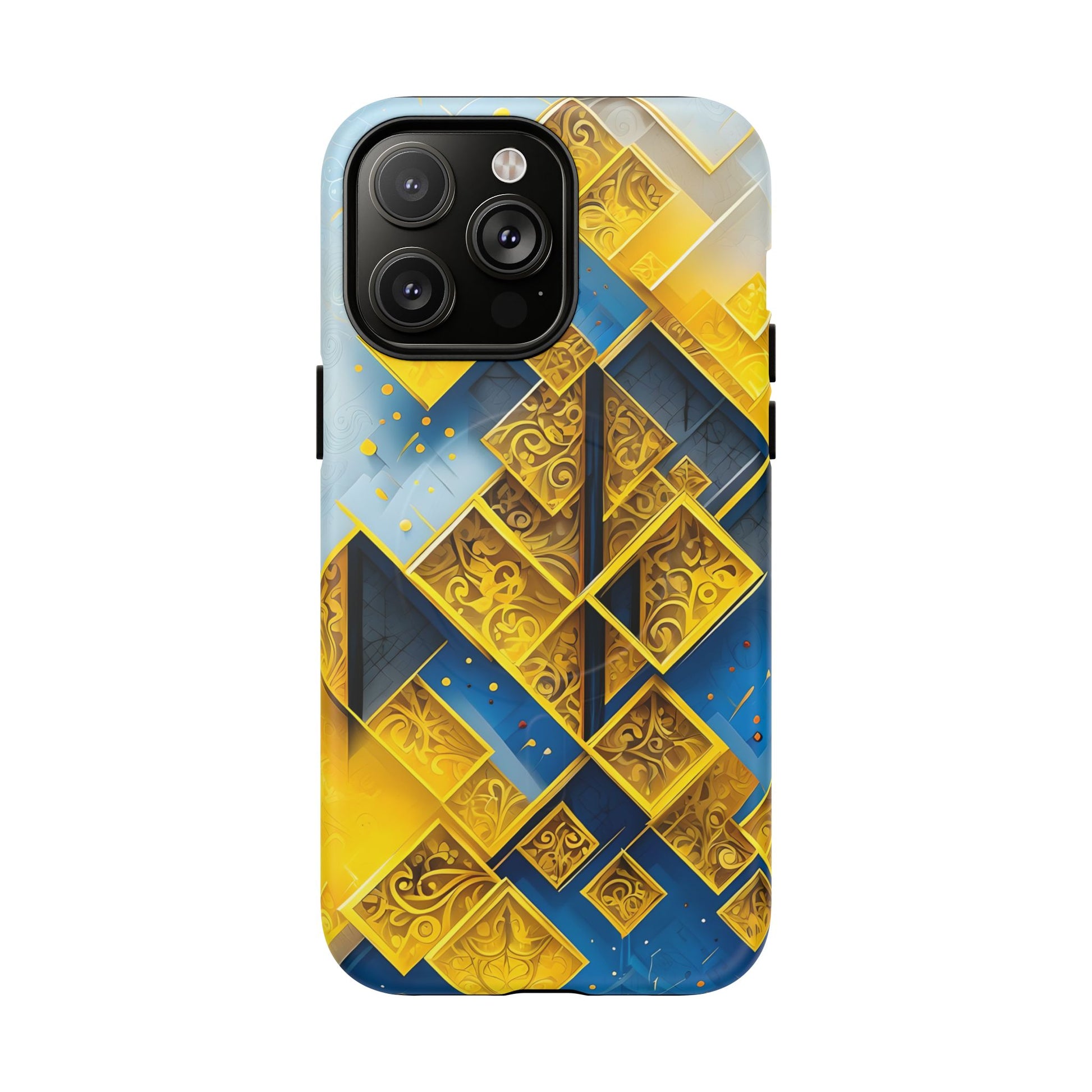 Golden Ascent Luxe Geometric iPhone 14 Pro Max - MagSafe Compatible - Elegant Abstract Gold Design