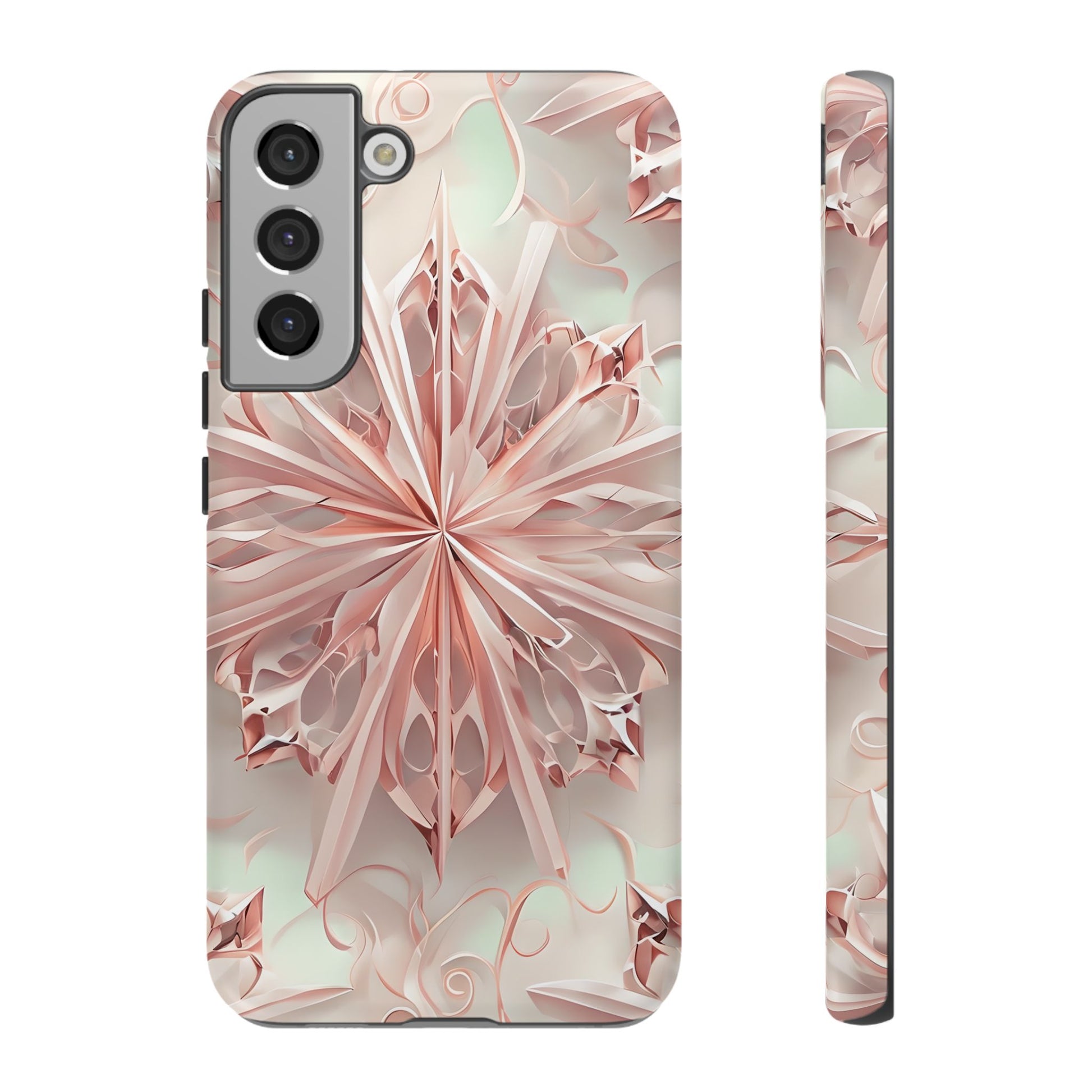 Blush Frost from our Kaleidoscope Collection - Samsung Galaxy S22 Plus tough case - Soft Pink Geometric Floral Design