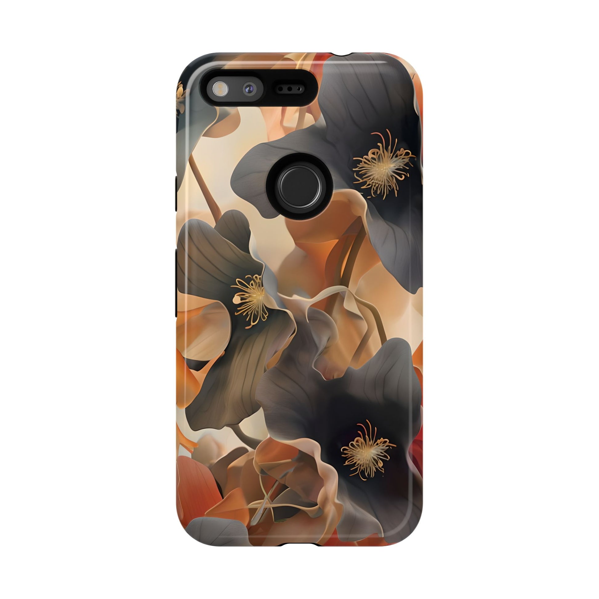 Autumn Ember - Moody Floral Art Google Pixel Tough Phone Case - Warm Earthy Botanical Design