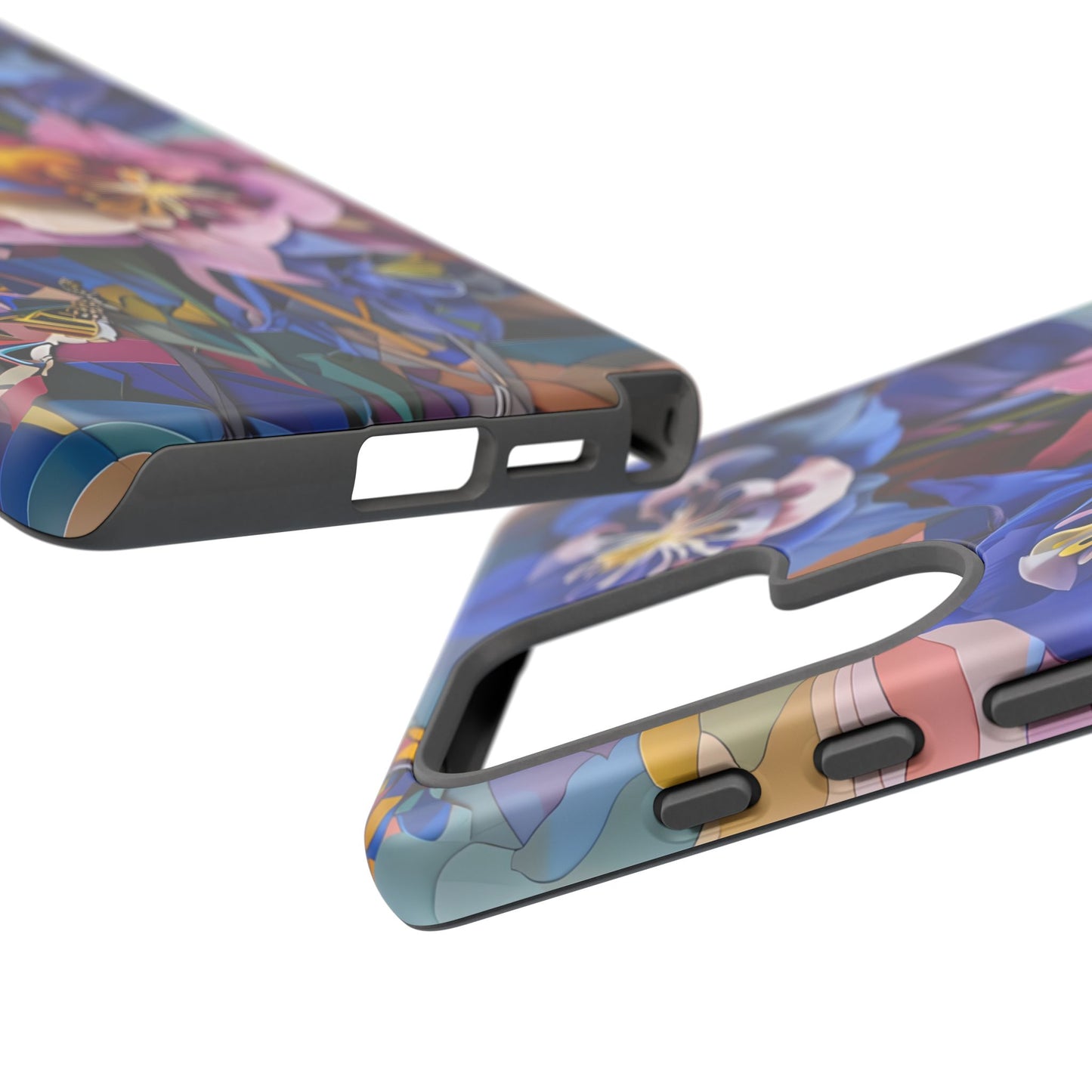 Blue Columbine Carnivale - Artistic Floral & Butterfly Samsung Ultra Tough Phone Case - Vibrant Botanical Design