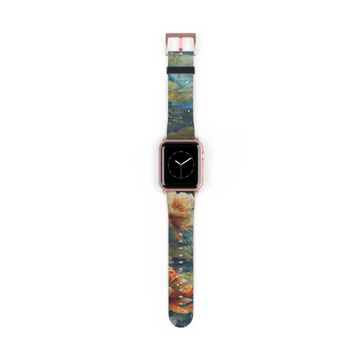 Waterlily Nocturne Apple Watch Band - Nature-Inspired Art Strap, Elegant Mountain Lake Design, Premium Gift for Outdoor Lovers