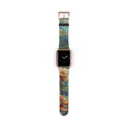 Waterlily Nocturne Apple Watch Band - Nature-Inspired Art Strap, Elegant Mountain Lake Design, Premium Gift for Outdoor Lovers