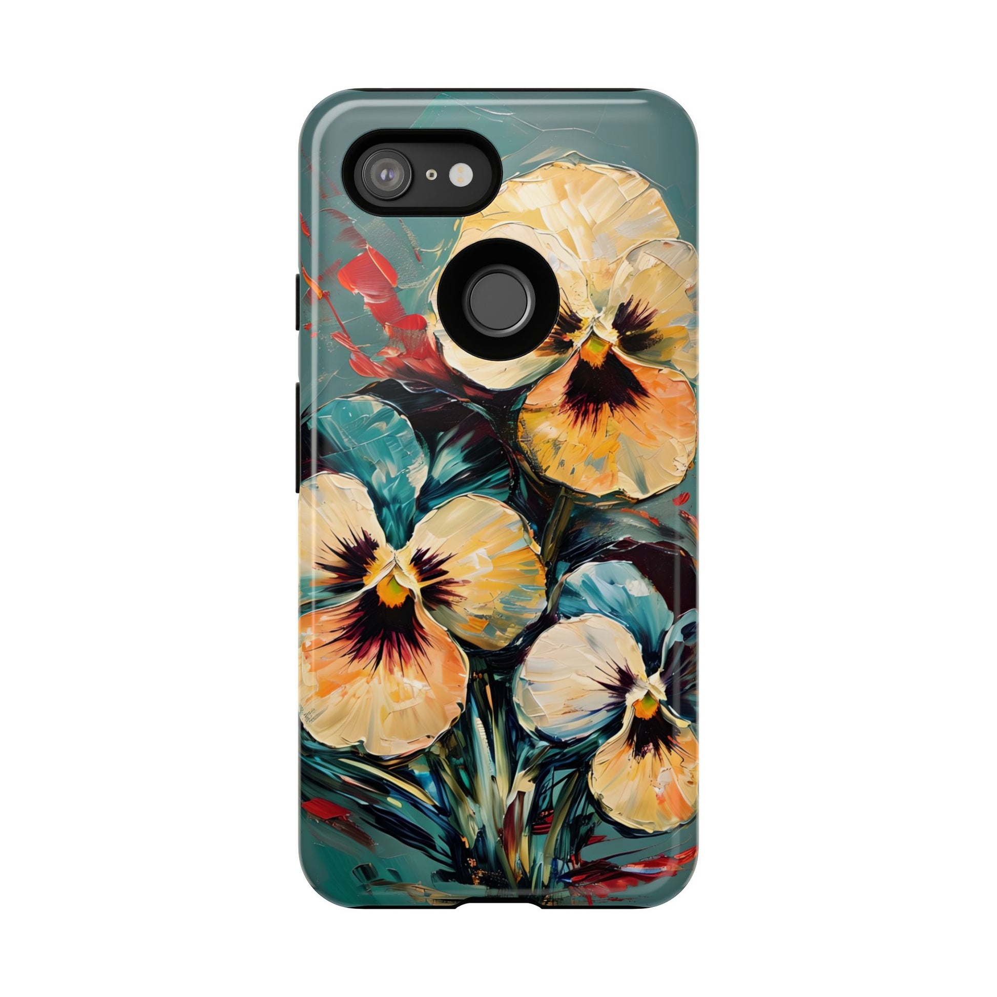 Golden Pansy Cascade Tough Case for Google Pixel 3 - Floral Artistic Shockproof Cover, Elegant Protective Phone Case