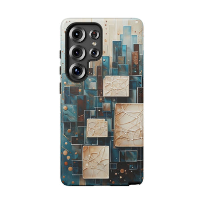 Architectural Drift Samsung Galaxy Case - Modern Geometric Teal & Parchment Design