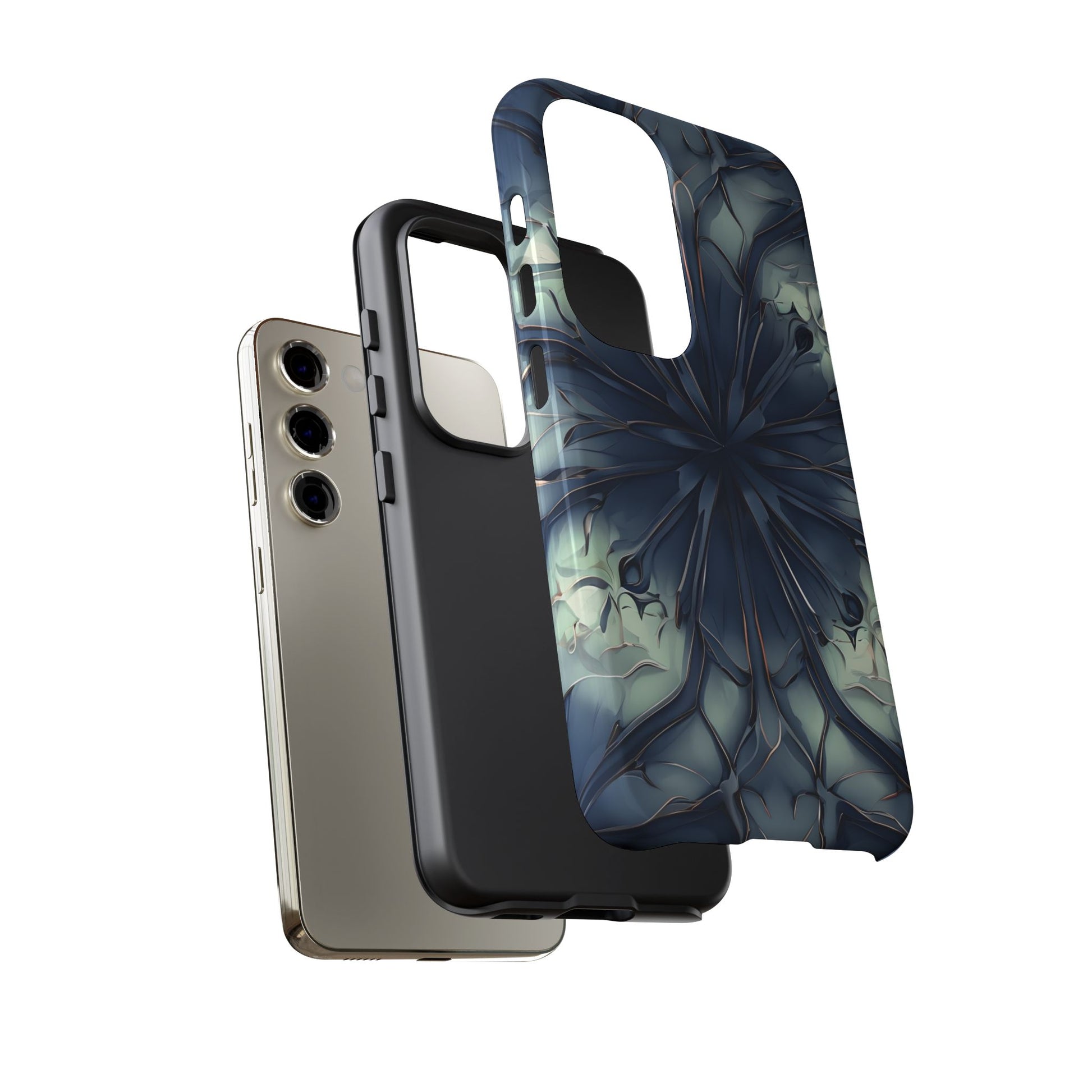 Indigo Mosaic - Artistic Kaleidoscope Collection Artistic Floral - Samsung Galaxy S23 Tough Phone Case - Bold Blue Symmetrical Design