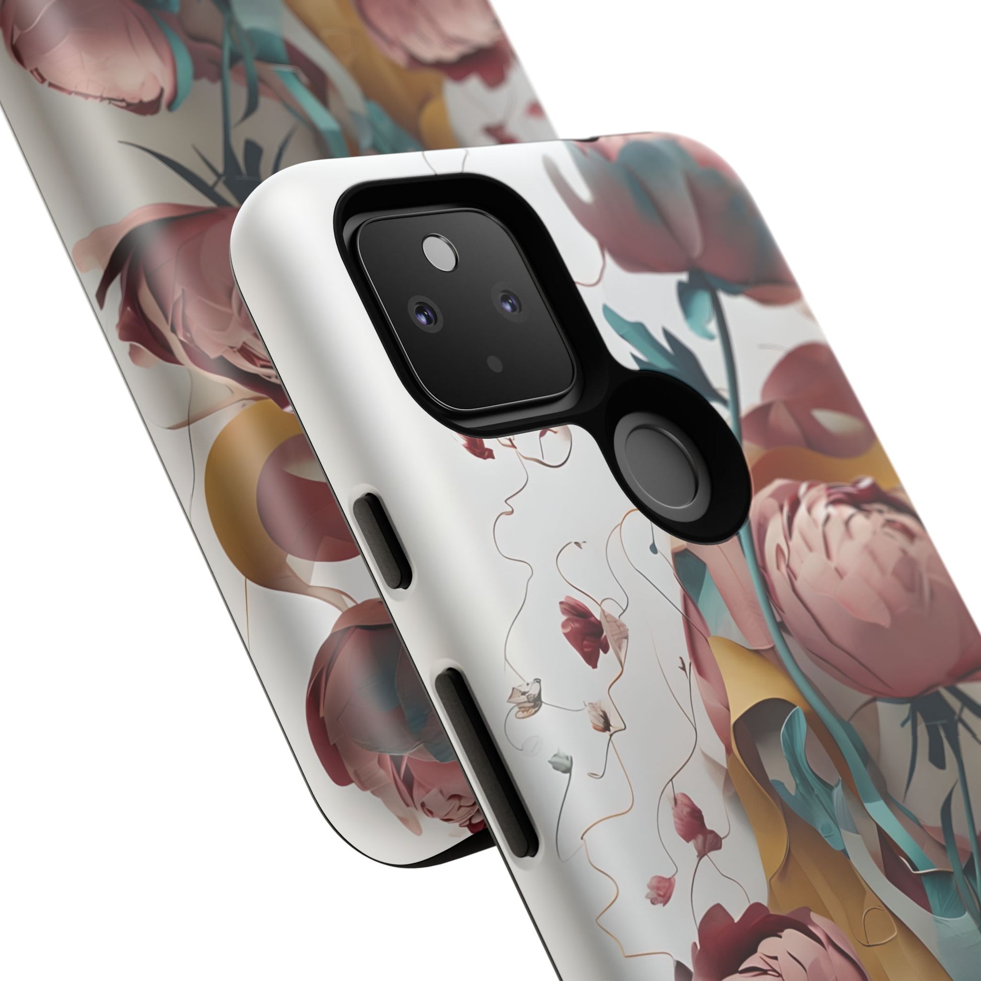 Blushing Peony Veil - Elegant Painterly Floral Google Pixel 4a 5G Tough Phone Case - Soft Blush & Teal Peony Design