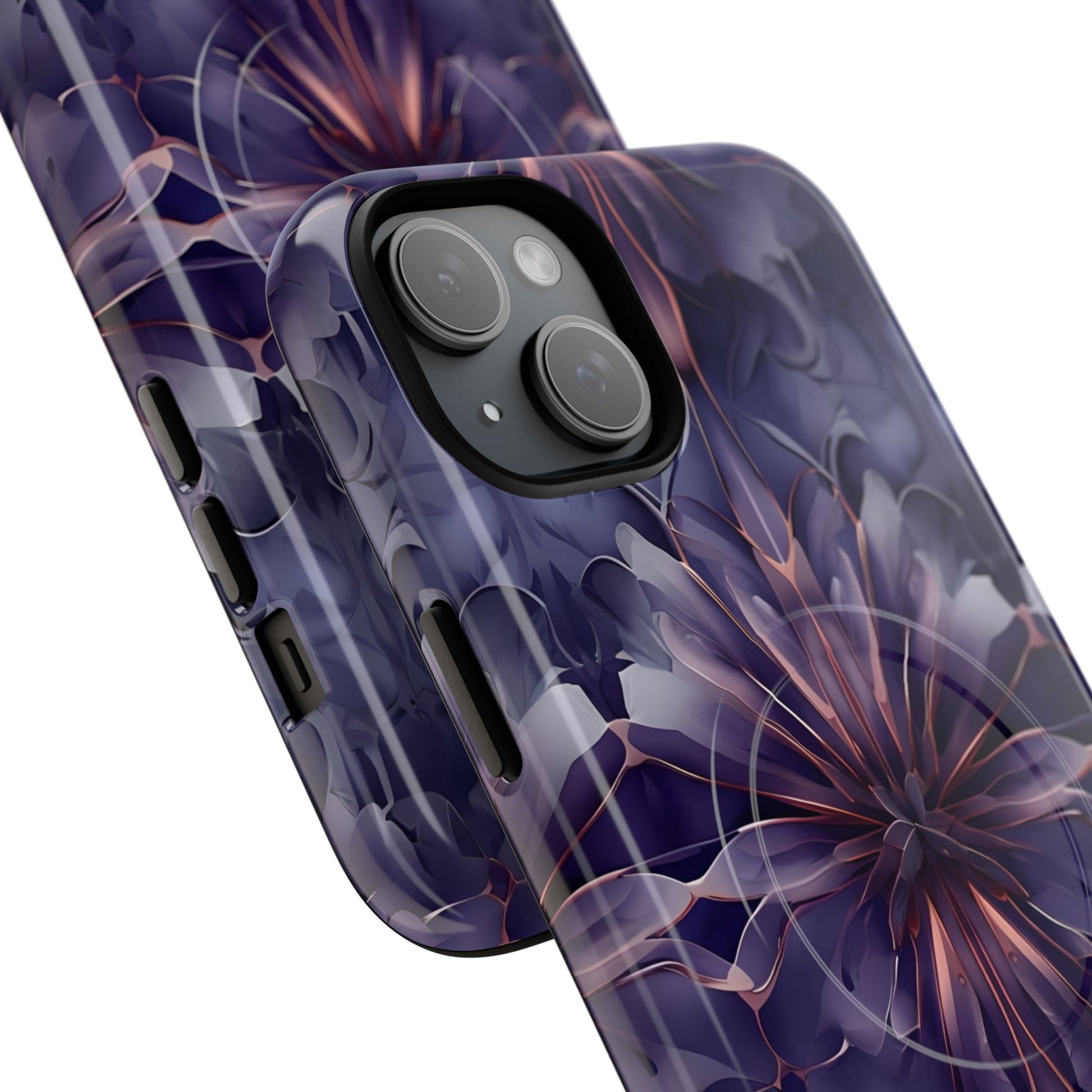 Twilight Tapestry - iPhone 15 Plus MagSafe Phone Case - Purple Kaleidoscope Design