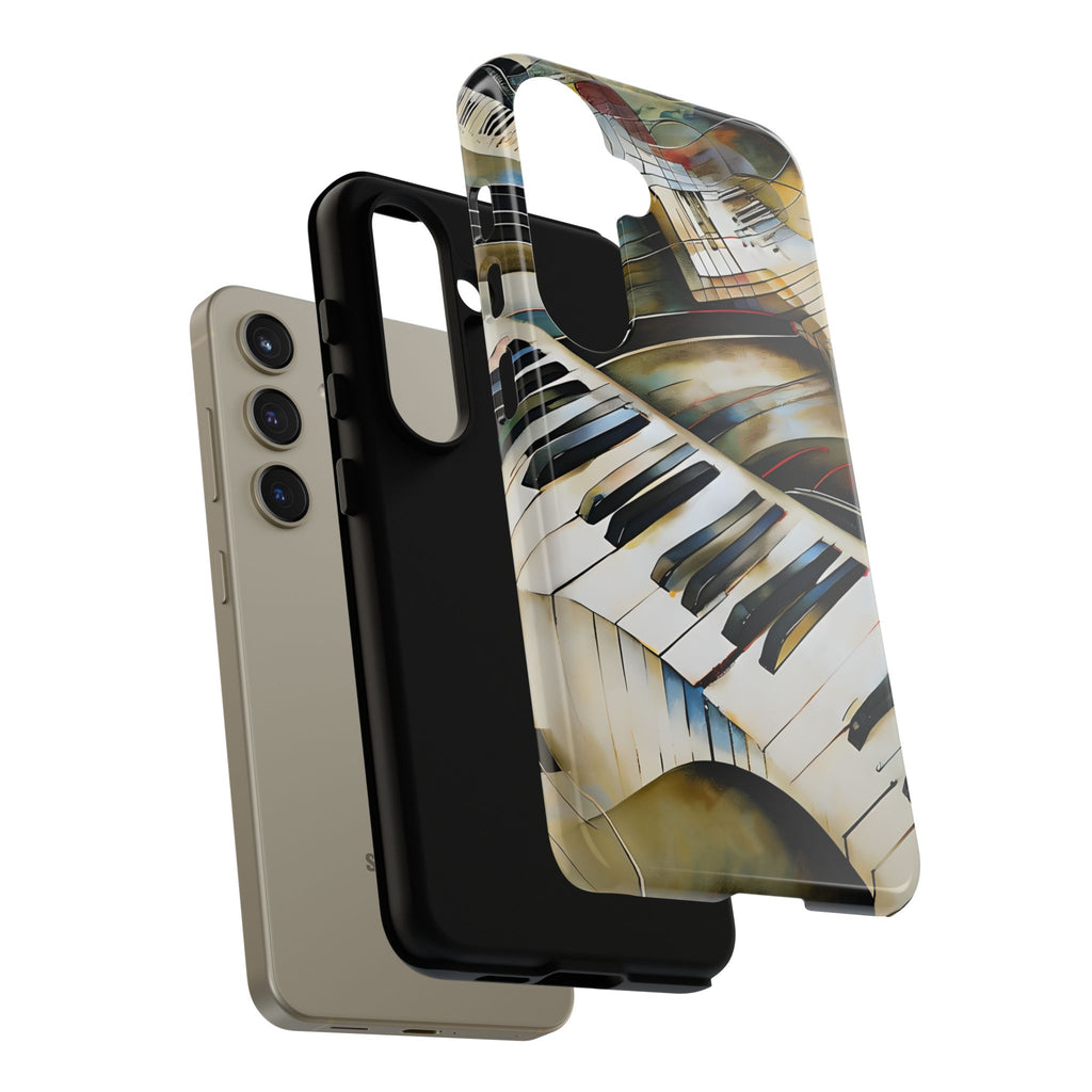 Ivory Cascade Abstract Keyboard Music Tough Case for Samsung Galaxy S24- Shockproof Phone Cover