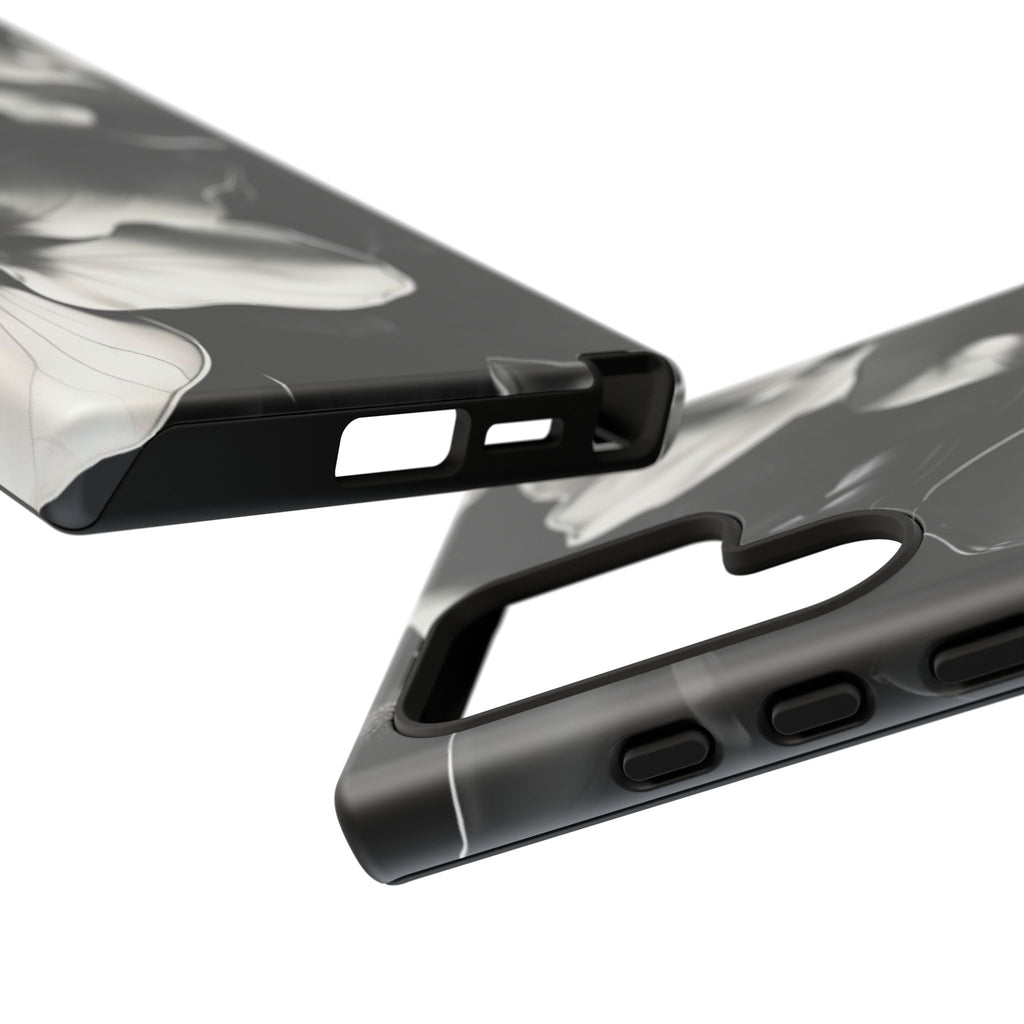Monochrome Magnolia - Elegant Black & White Floral Samsung Galaxy S24 Ultra Tough Phone Case - Artistic Magnolia Design