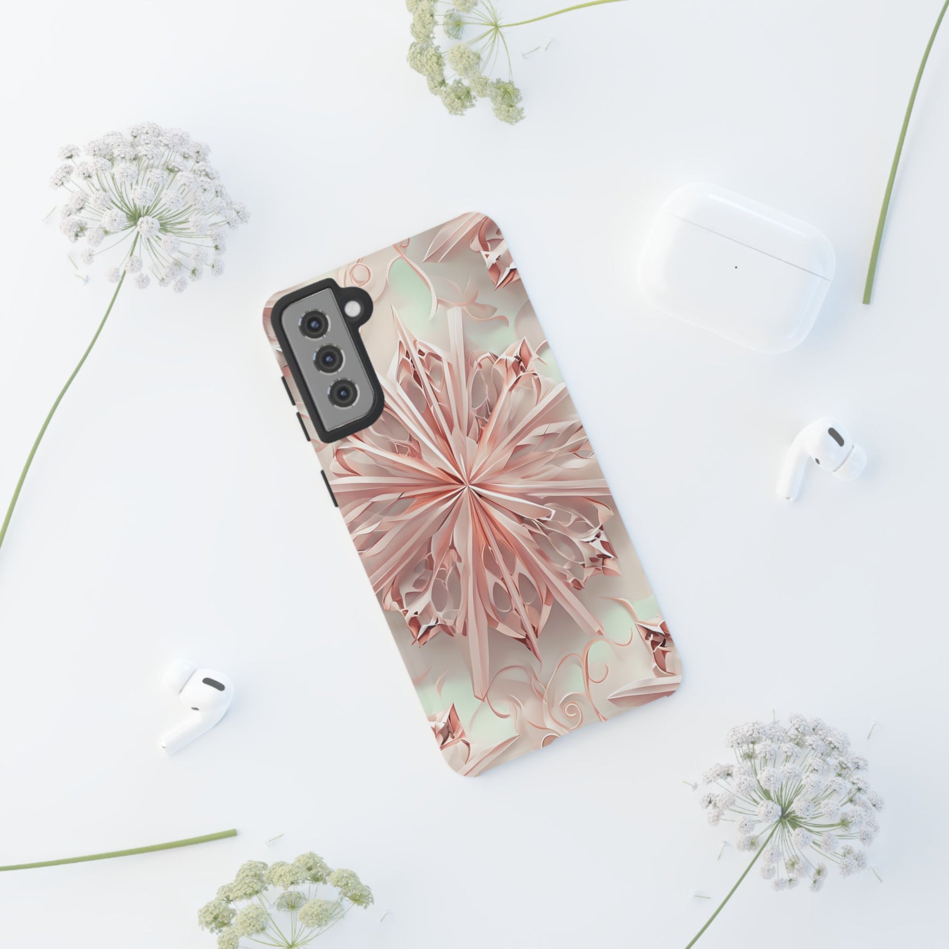 Blush Frost from our Kaleidoscope Collection - Samsung Galaxy S21 Plus tough case - Soft Pink Geometric Floral Design