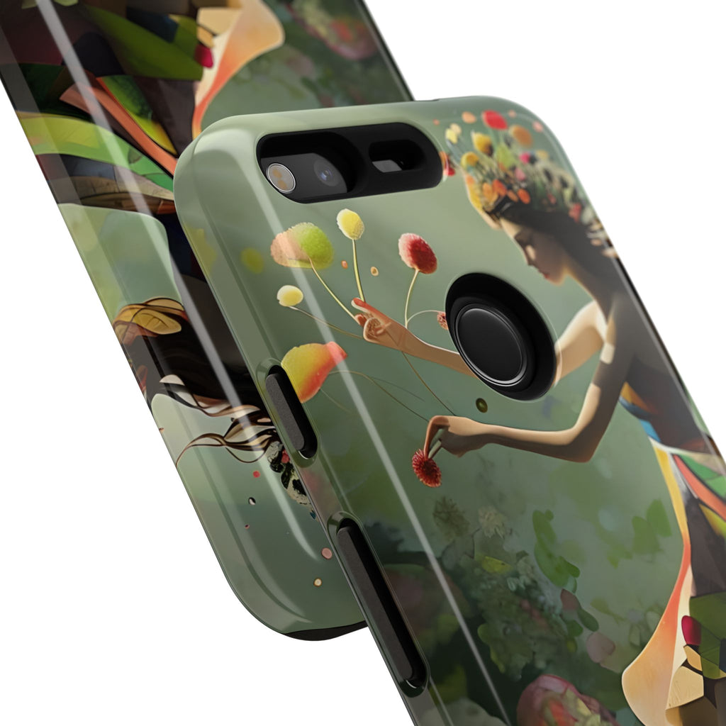 Dancing Wildflower Muse Google Pixel Tough Case - Artistic Floral Fantasy Cover - Whimsical Nature-Inspired Protective Accessory