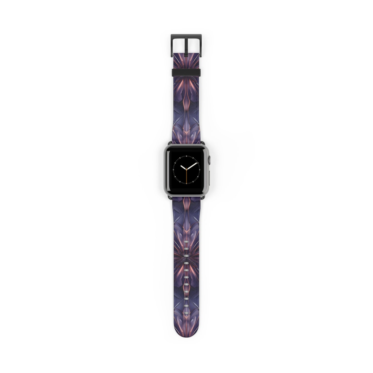 Twilight Tapestry Apple Watch band featuring intricate geometric tapestry-style pattern in deep purple and twilight tones